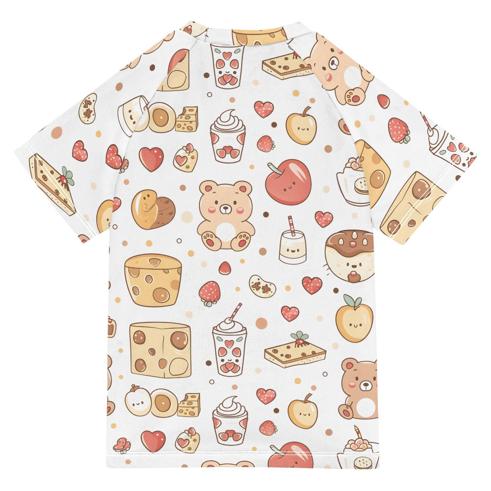 ALAZA Boys Rash Guard Swimming Shirt for Boys Short Sleeve Bear Milk UPF 50+ 5-6T