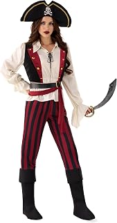 Halloween Pirate Costume Adult Women, Renaissance Pirate Outfit Captain Full Set for Dress Up Parties