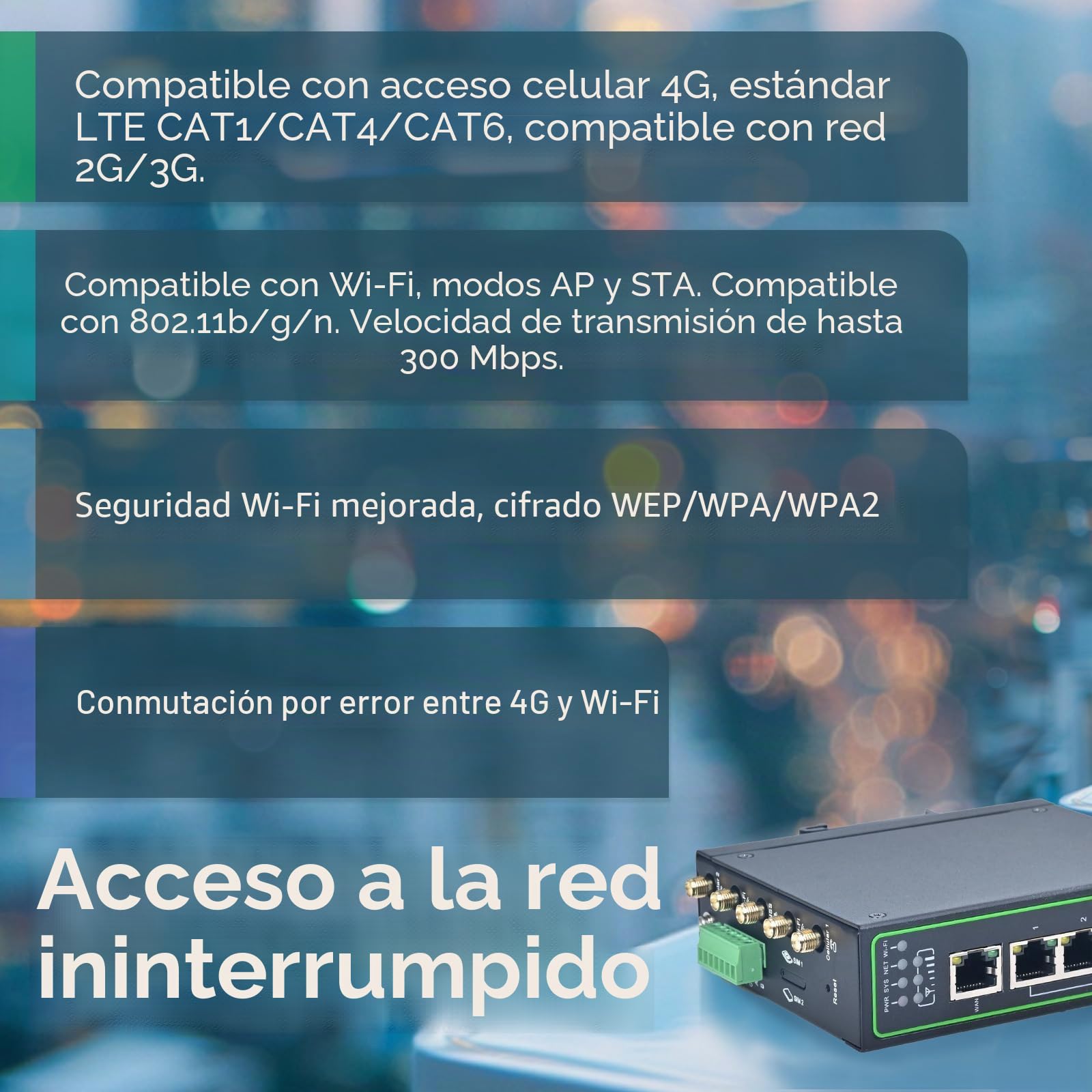 InHand Networks IR315 Router 4G LTE Industrial, Wi-FI, 5 puertos Ethernet, Dual SIM, RS232/RS485 & GNSS, Modbus, VPN, Rail DIN, Solución profesional para automatización y telemetría