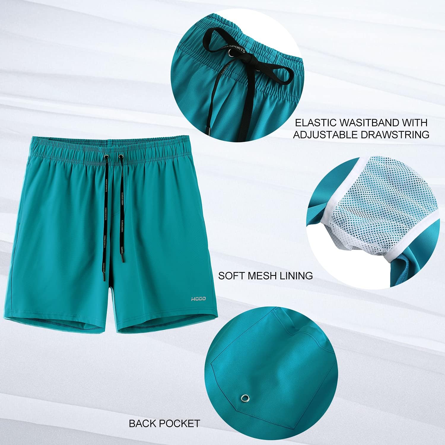 HOdo Mens Swim Trunks 9" Quick Dry Swim Shorts Bathing Suit Large 11-peacock Green