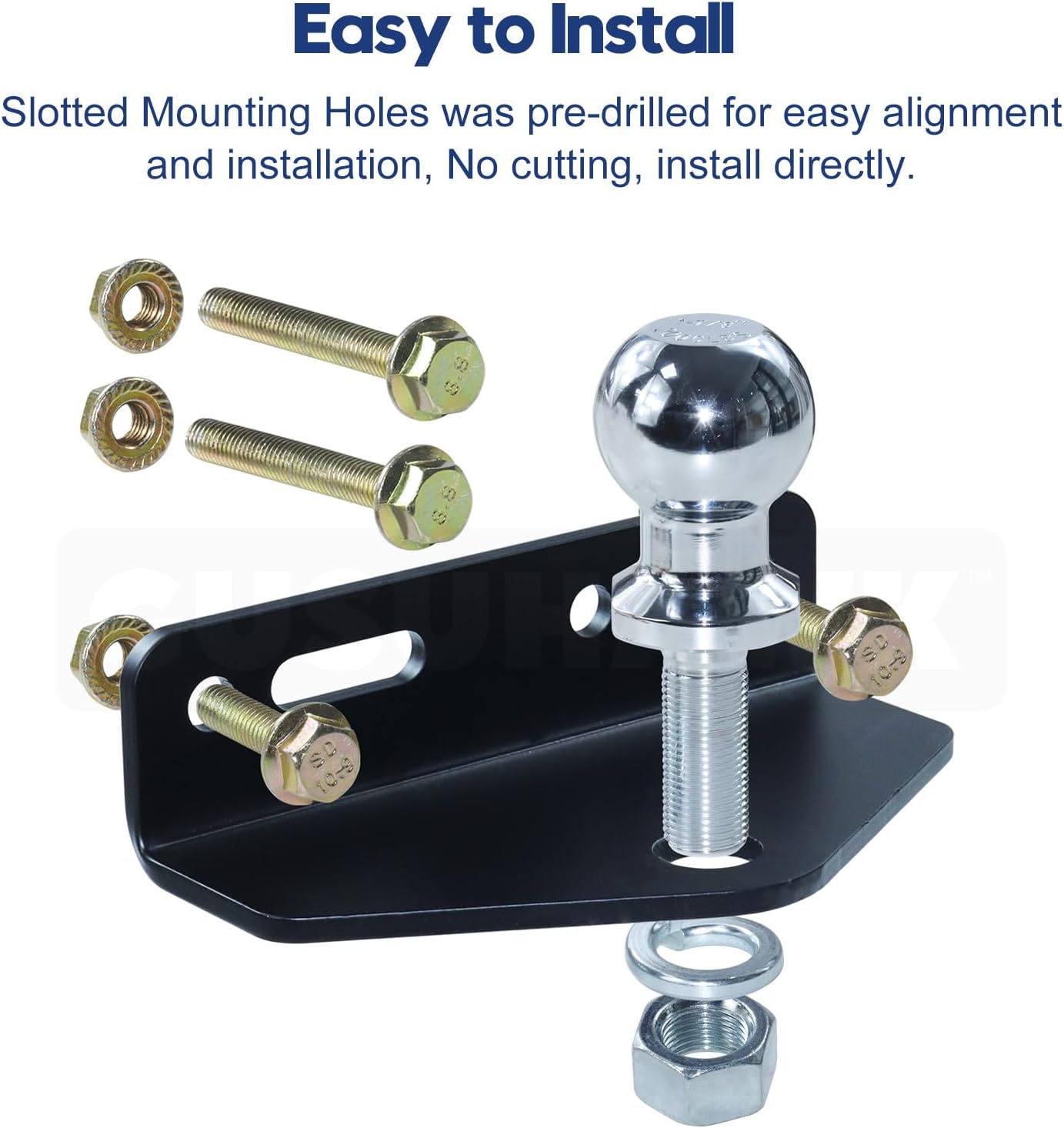 Lawn Mower Trailer Hitch with 1-7/8" Diameter, 2000 Lbs Chromed Hitch Ball and Hardware Kit for Most of Zero Turn Mowers