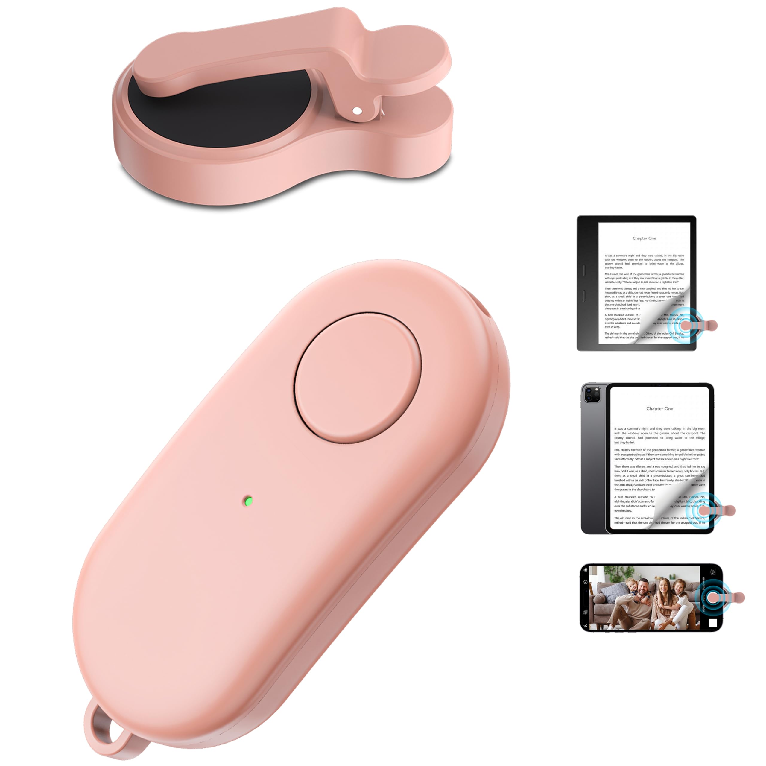 HIGHGO Telecomando per girare pagine per Kindle Paperwhite Oasis Kobo eReader, Kindle Clicker Page Turner, accessori per iPhone, iPad, tablet Android, lettura romanzi, registrazione video della