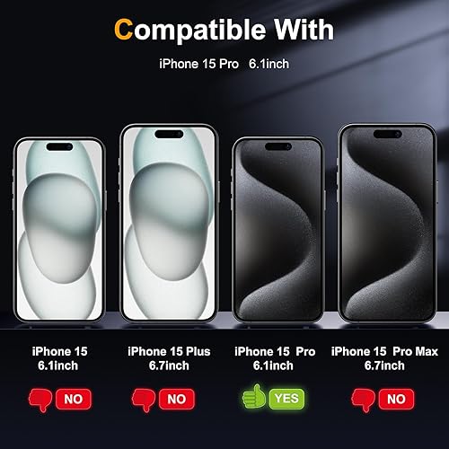 Miniatura 2 de Paquete de 2 protectores de pantalla de vidrio mate para iPhone 15 Pro de 6.1 pulgadas 2023 con marco de fácil instalación, antirreflejos,