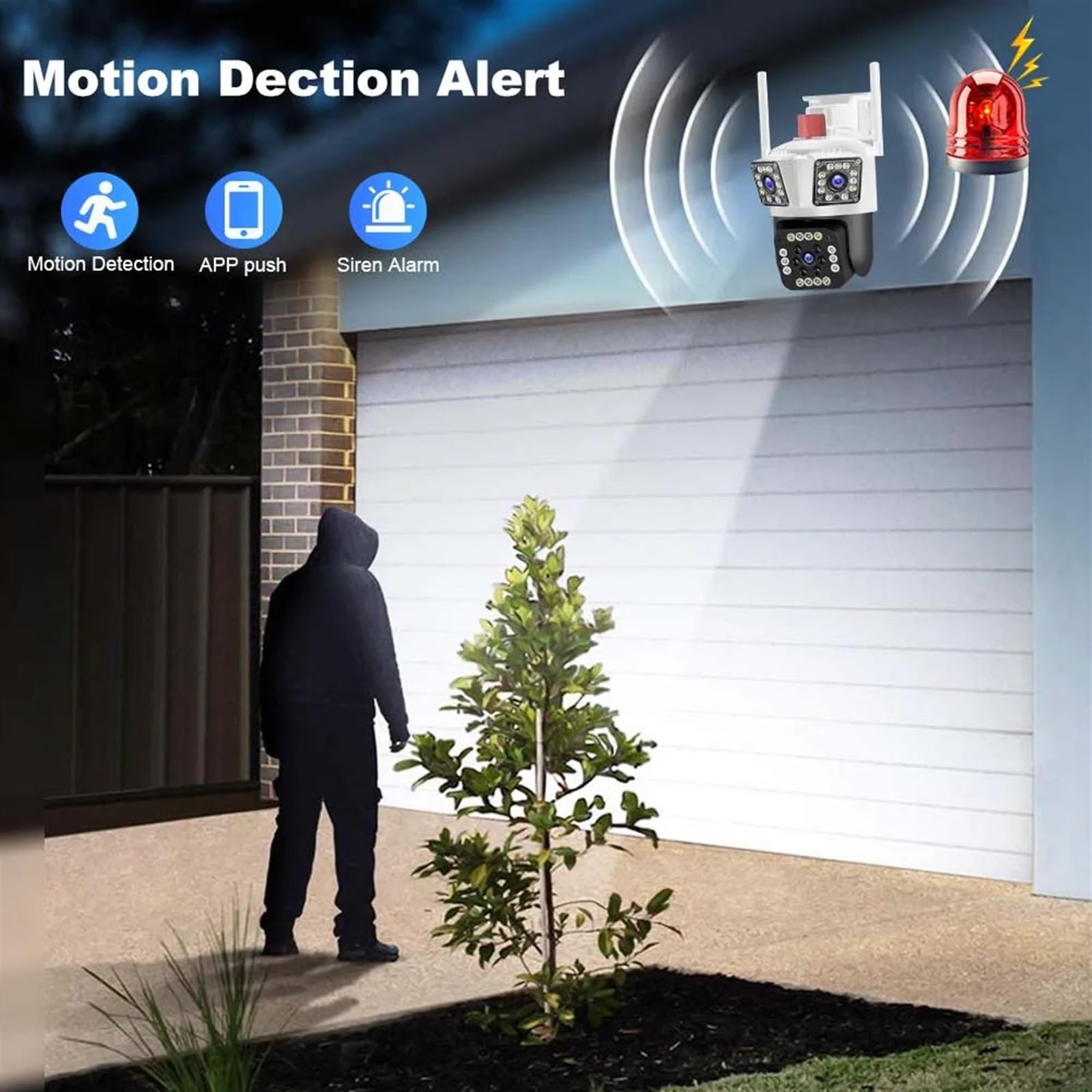 Telecamera di sicurezza, 6K 12MP Telecamera a tre obiettivi Zoom 8X Monitoraggio automatico 4K PTZ IP Cam Protezione di sicurezza sorveglianza CCTV esterna for la casa(6K 12MP Add 128G)
