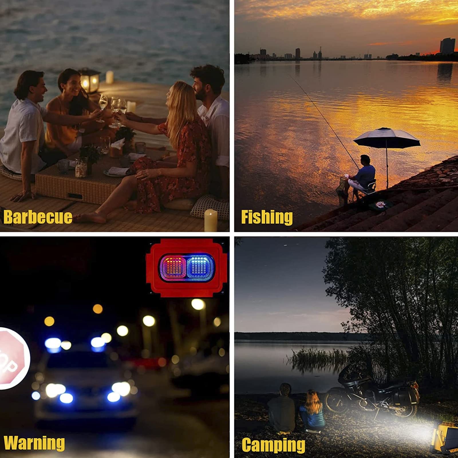 Foco LED Recargable Solar 80W, 3 Modos Linterna de Cámping LED Portátil con Panel Solar, Luz de Seguridad Impermeable para Emergencias, Reparación de Automóviles y Más