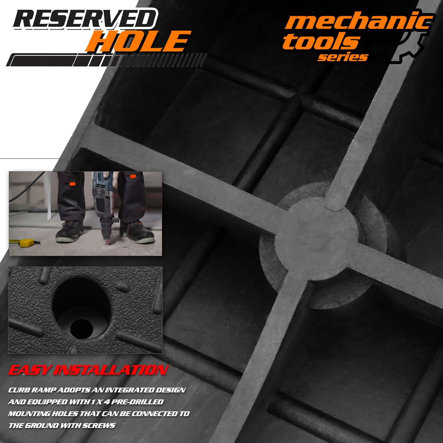 Heavy-Duty Rubber Threshold Ramp for Driveway Curb & Loading Dock - 8" Height for Cars, Motorcycles & Warehouses (38.5" L x 19.5" W)