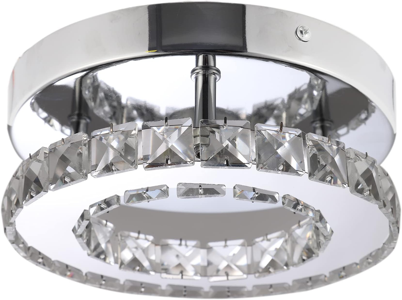 Modern Crystal Chandelier Flush Led Crystal Ceiling Light Chrome Finish for Living Room