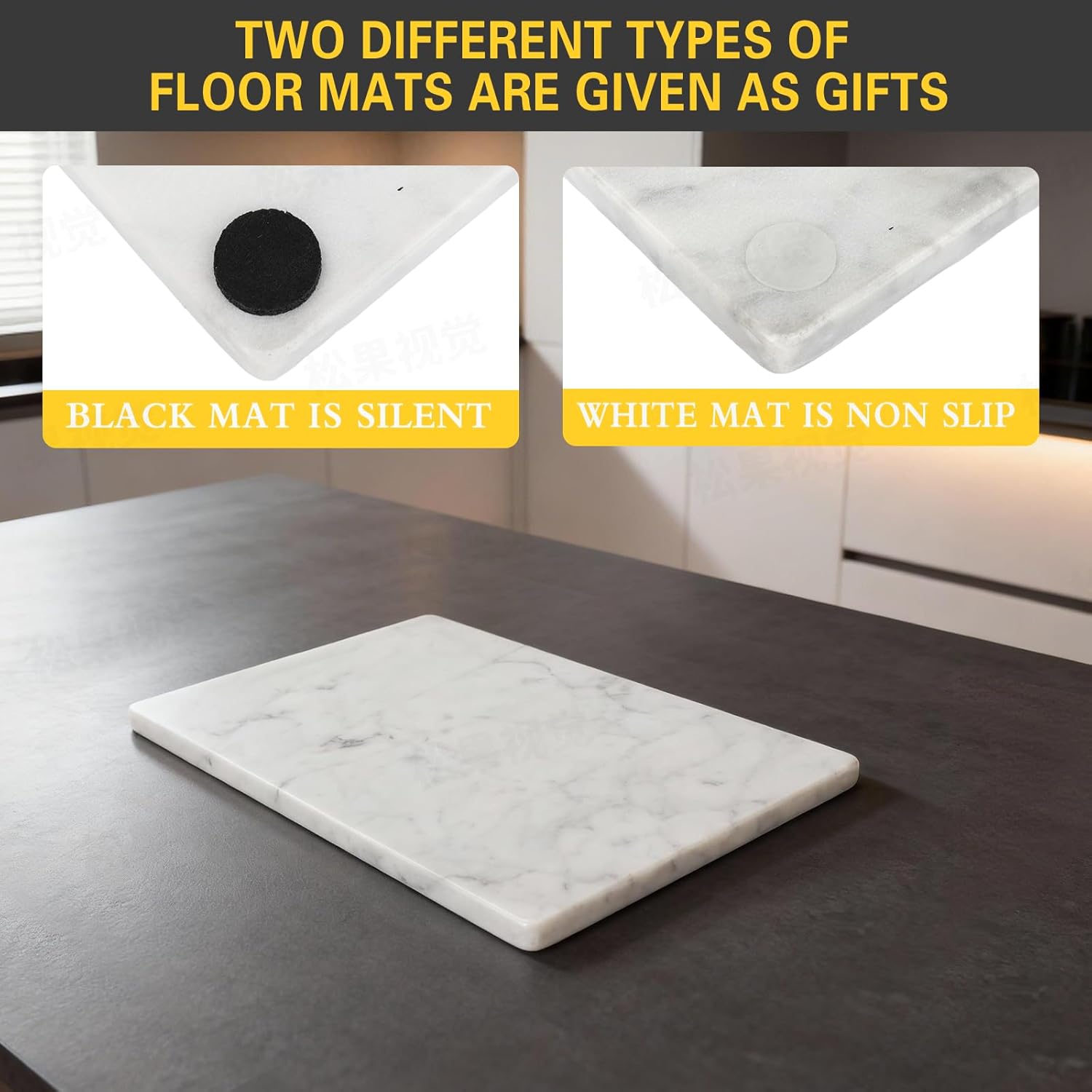 Marble Cutting Board for Kitchen- 12 * 8 Inch Handcrafted Marble Slab for Cheese, Charcuterie, Pastry & Deli – Non-Slip Feet,Rectangular Serving & Chopping Slab for Countertop (White)