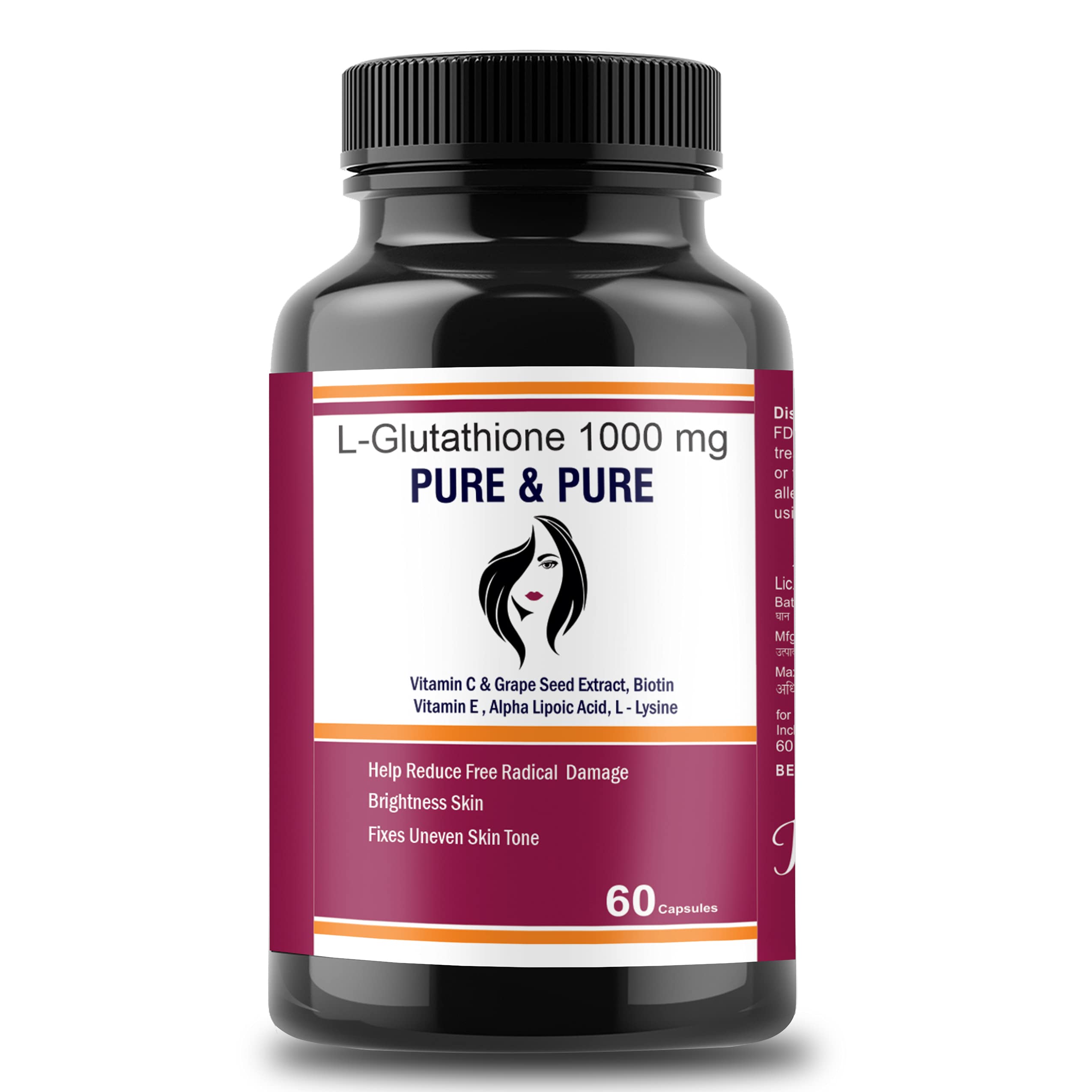 Pure & Pure Healthcare L-Glutathione Capsules 1000mg with Vitamin E and C For GlowingSkin( Pack of 1 )60 capsules (B09MRSMVWL) Amazon Price History, Amazon Price Tracker