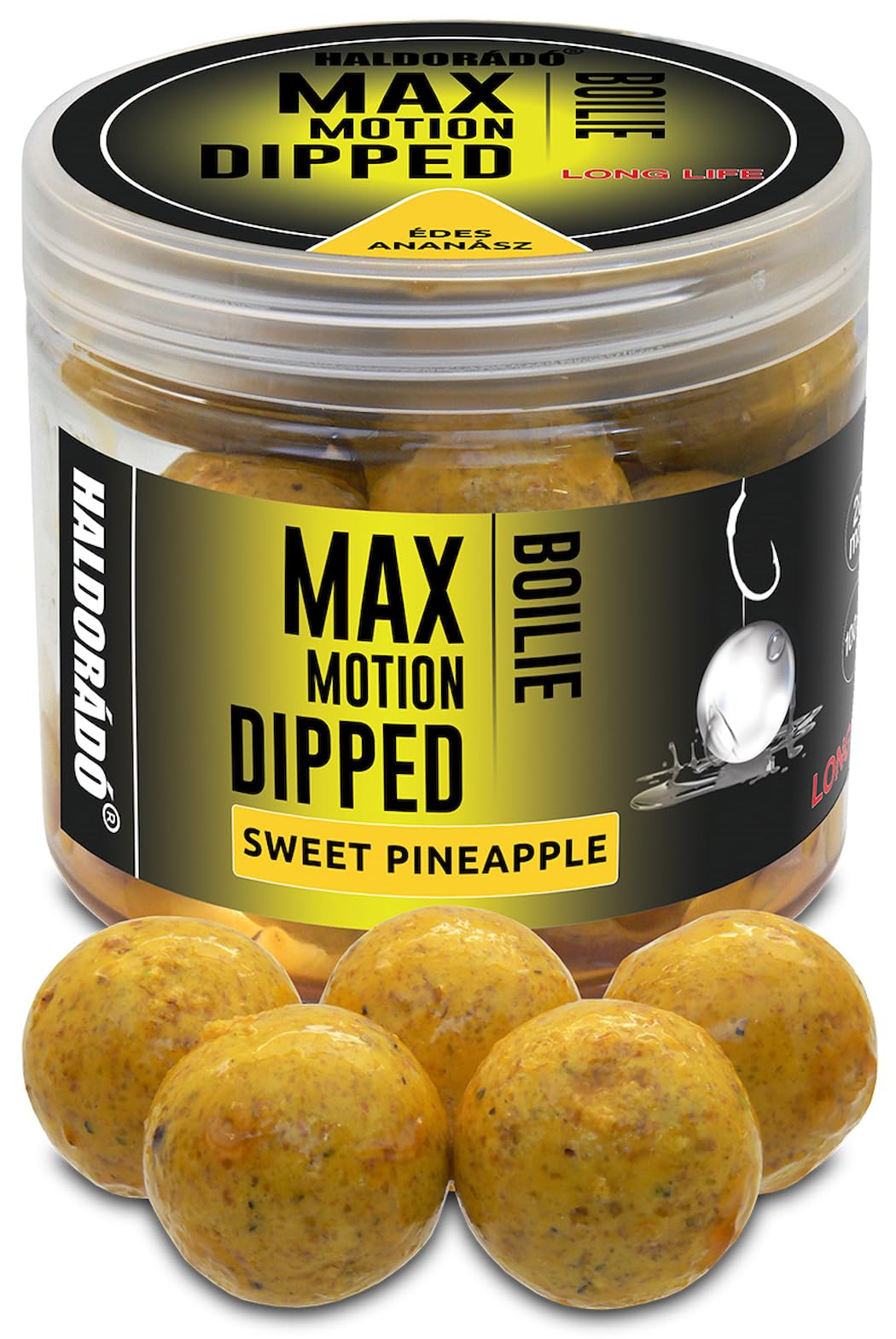 Haldorado Max Motion Carp Fishing Dipped Boilie Bait Sweet Pineapple Yellow 20 mm
