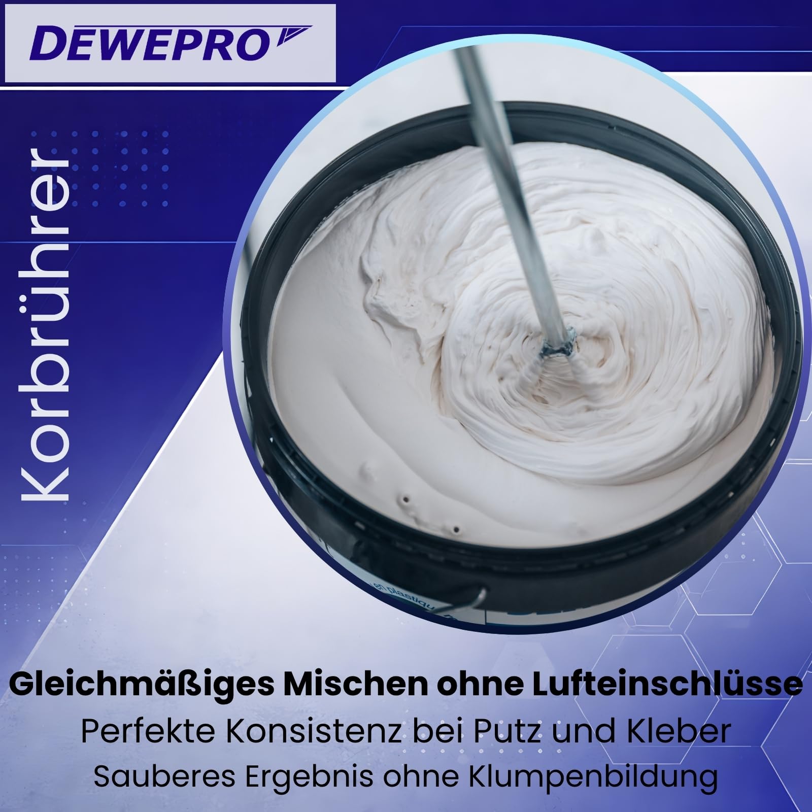 DEWEPRO® Mélangeur à Cage Ø120 mm avec Raccord M14 – Longueur 600 mm – Compatible Perceuse et Visseuse – Idéal pour Mortier, Colle, Peintures, Enduits et Mastics – Robuste et Anti-Corrosion