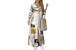 Breezy Elegance: Slip into Summer Style with Our Versatile Newspaper Print Maxi Dress