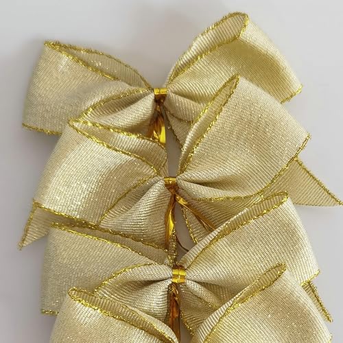 Miniatura 4 de 50 lazos de oro blanco de 3-12 pulgadas con lazos giratorios para envolver regalos, embalaje, decoración de Navidad (W.Gold)