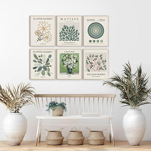 Miniatura 8 de Pósteres de arte de pared verde salvia, impresiones vintage bohemias, arte de pared Matisse abstracto, imágenes para galería, habitación, estética,