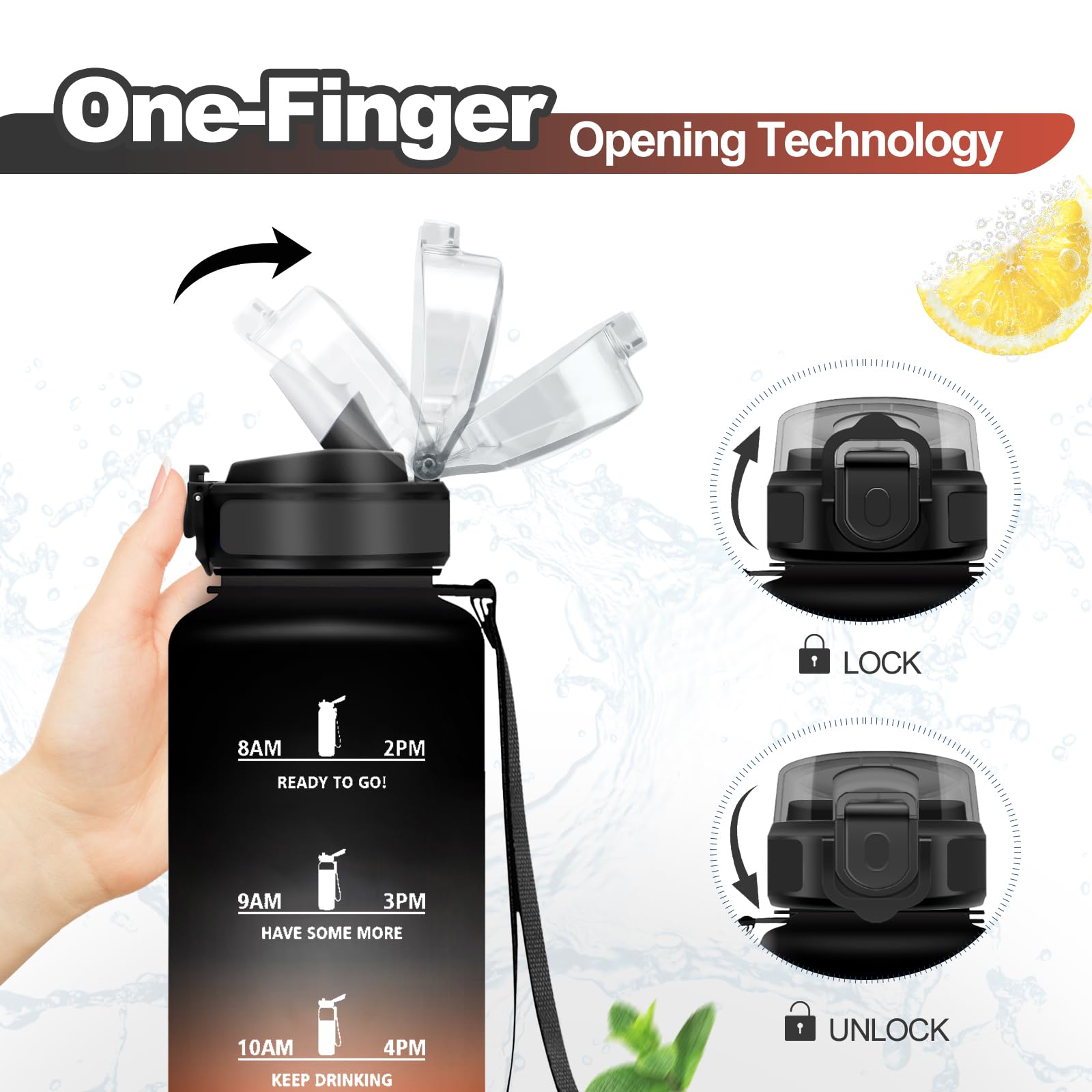 KollyKolla Borraccia 1.5L, Borraccia con Cannuccia e Marcatori Temporali, Bottiglia Riutilizzabile, senza BPA, Bottiglia Acqua A Prova di Perdite, Motivazionale per Fitness, Scuola, Ufficio, Yoga