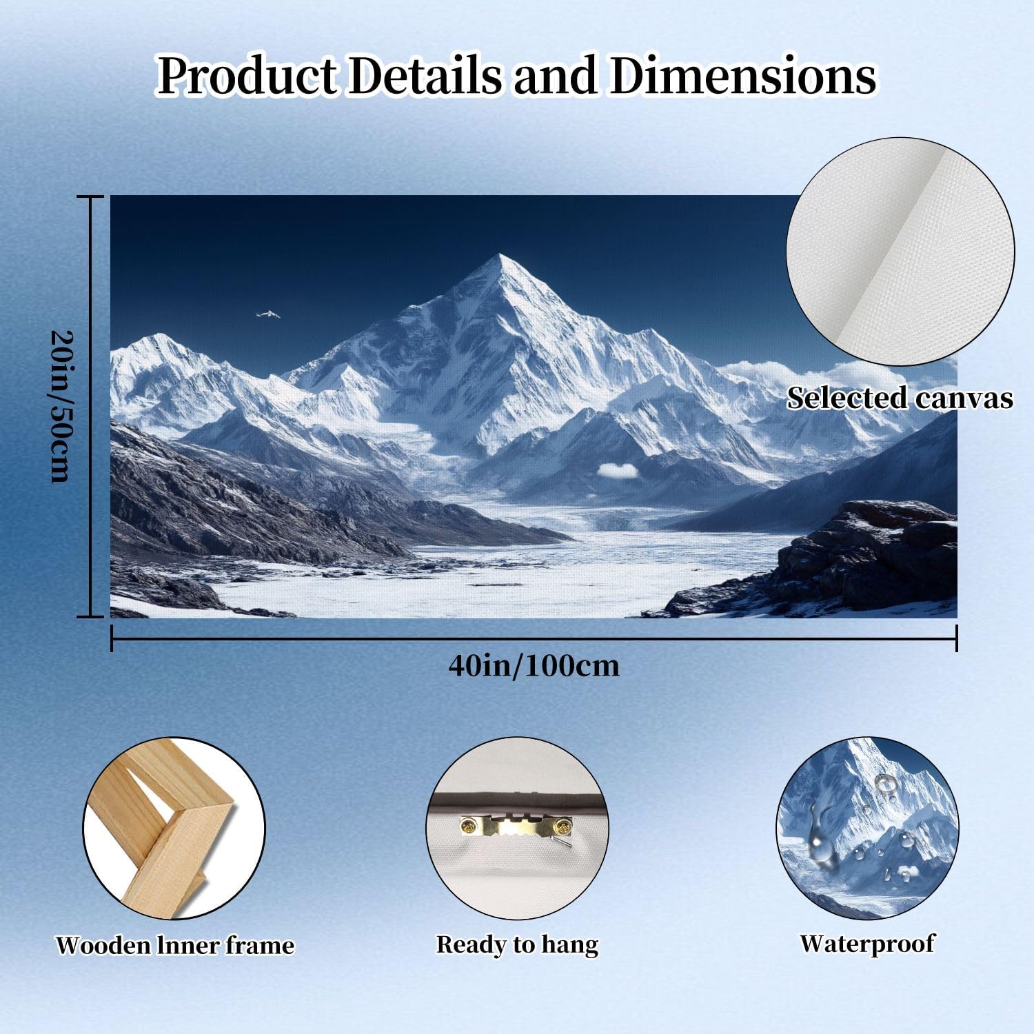 20"x 40" Large Wall Art Himalayas mountain Mt Everest Painting Picture Print on Canvas Wall Art for Living Room Bedroom Modern Home Wall Decor Framed Artwork