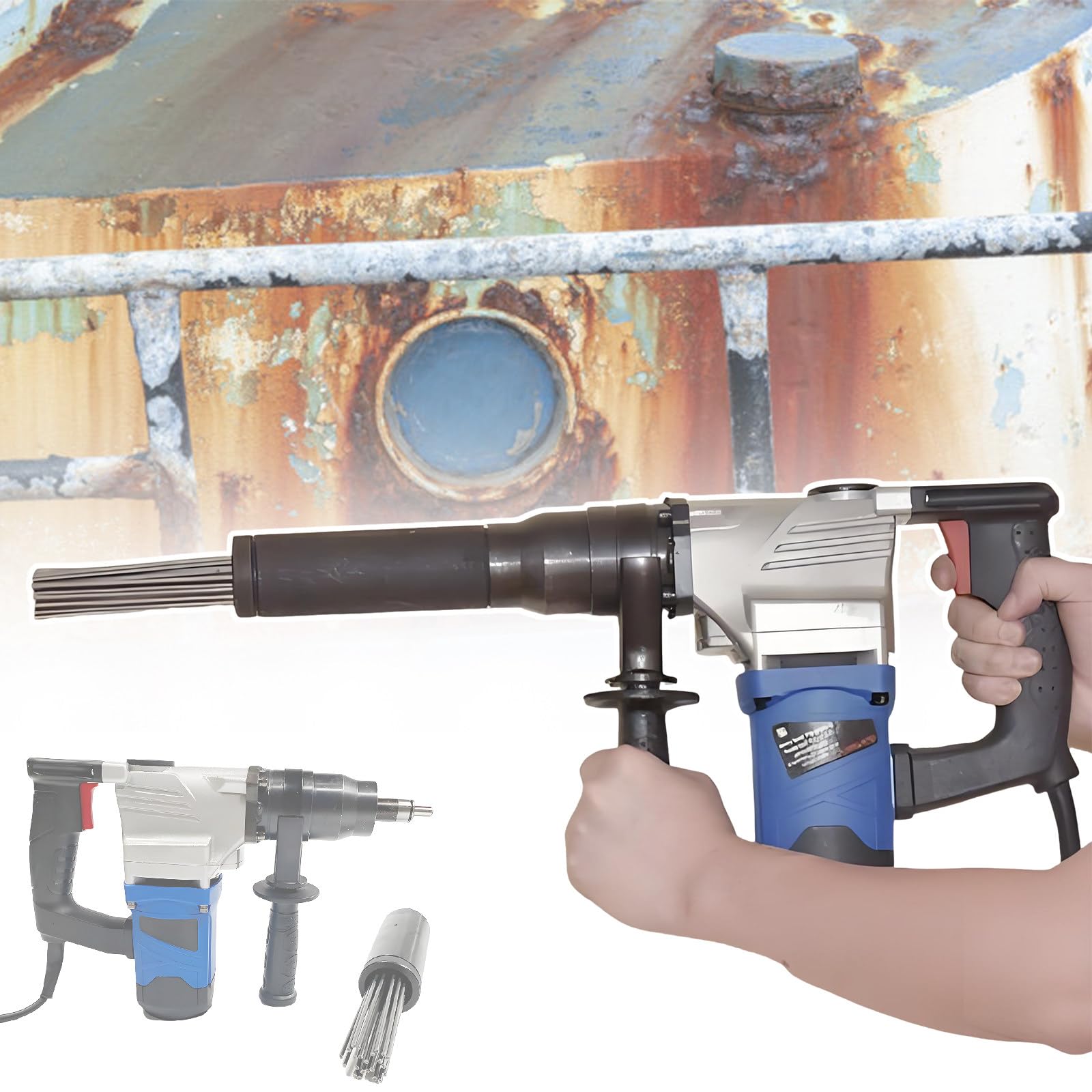 SENJINGHUA 110V/220V Rust Removal Tool, Industrial Needle Scaler for Remove Rust, Weld Slag and Paint, Needle Φ3mm180mm23pc, 3600-4500 RPM,110V