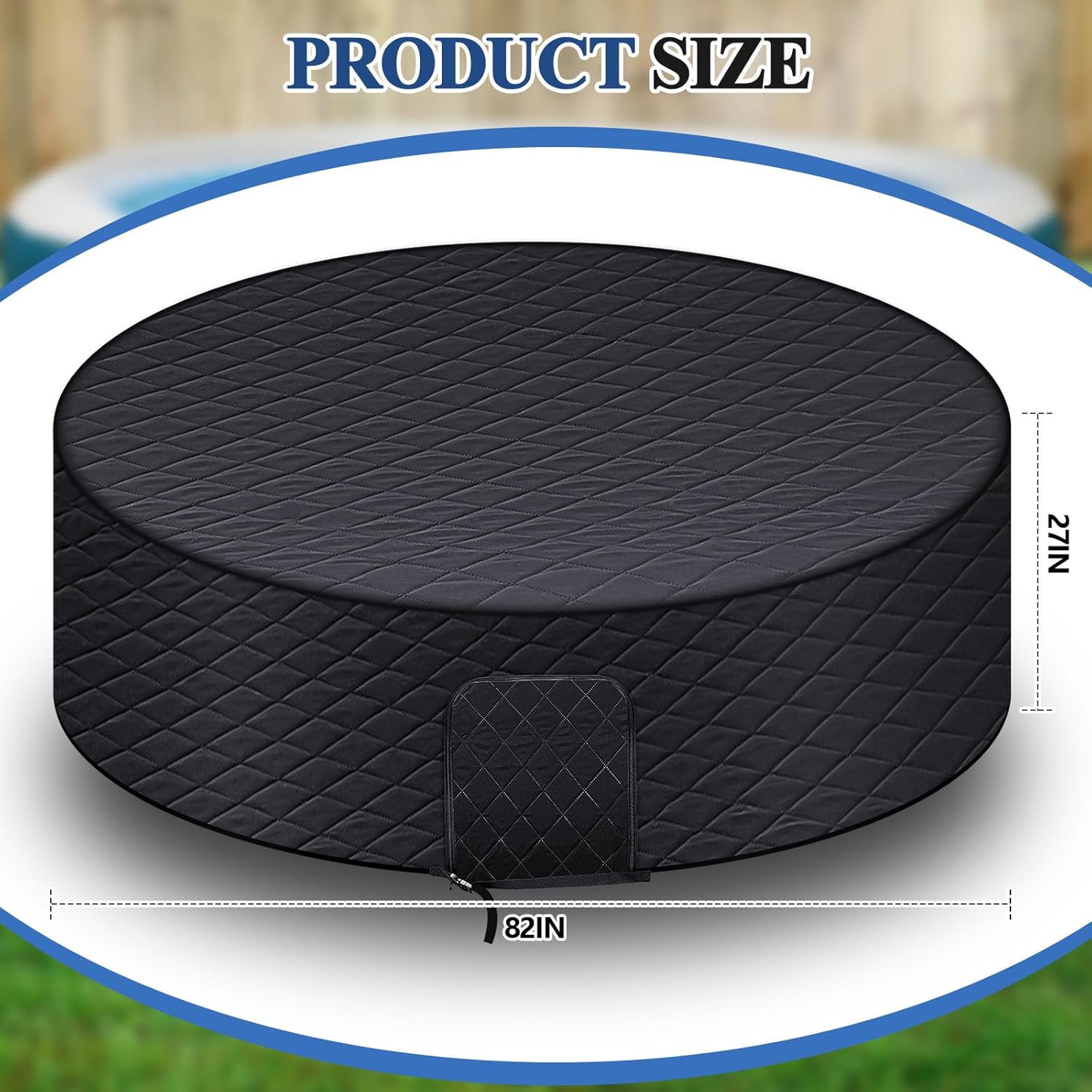 82" x 27" Insulated Inflatable Hot Tub Cover Energy Saving Spa Thermal Cover with Zipper Door Full Coverage for 82 Inch Round Tub Keeping Warm, Insulation, Waterproof, Dustproof