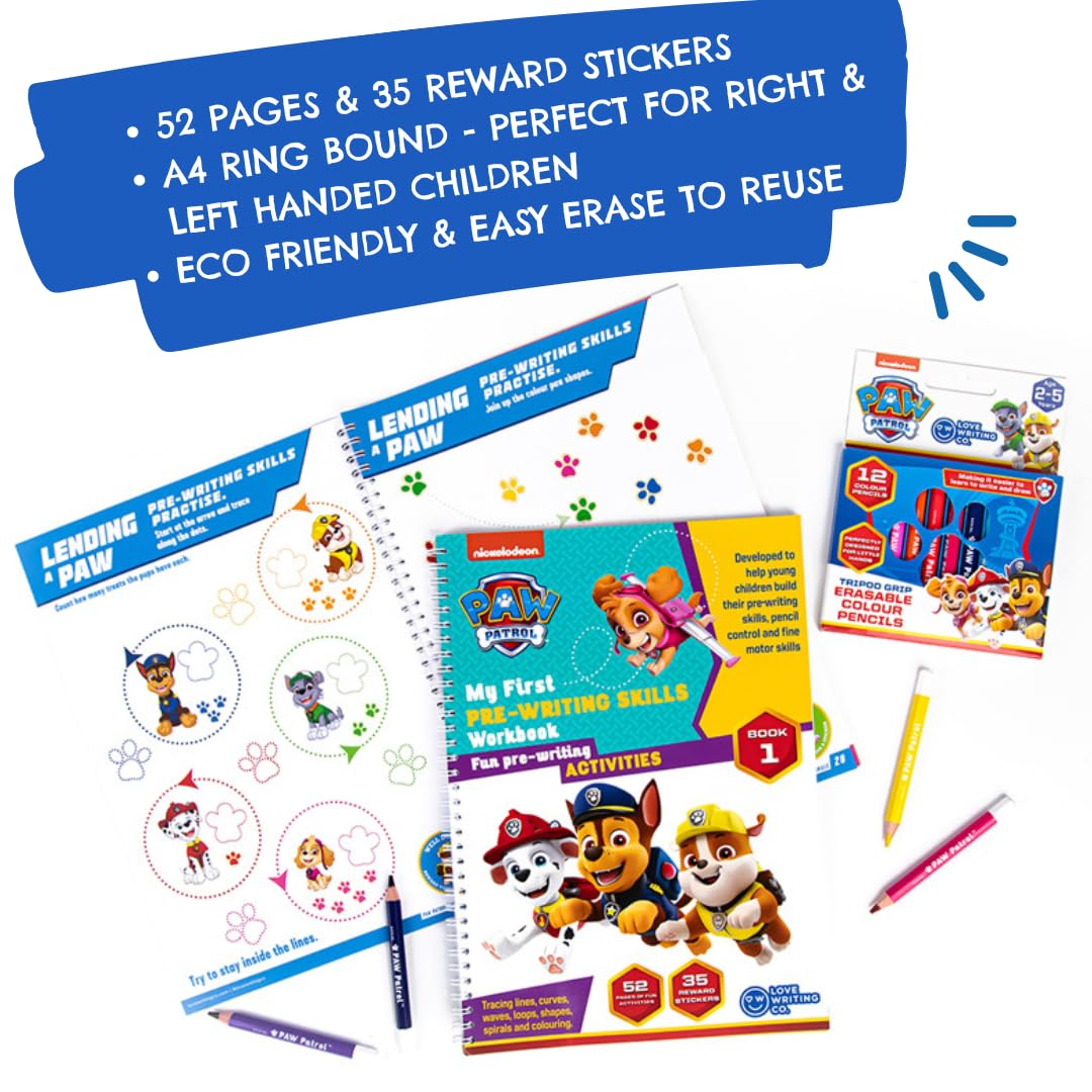Love Writing Co. My First PAW PATROL Pre-Writing Skills Bundle-First Writing Steps Ages 2+. 52 Page Activity Book - Image 3