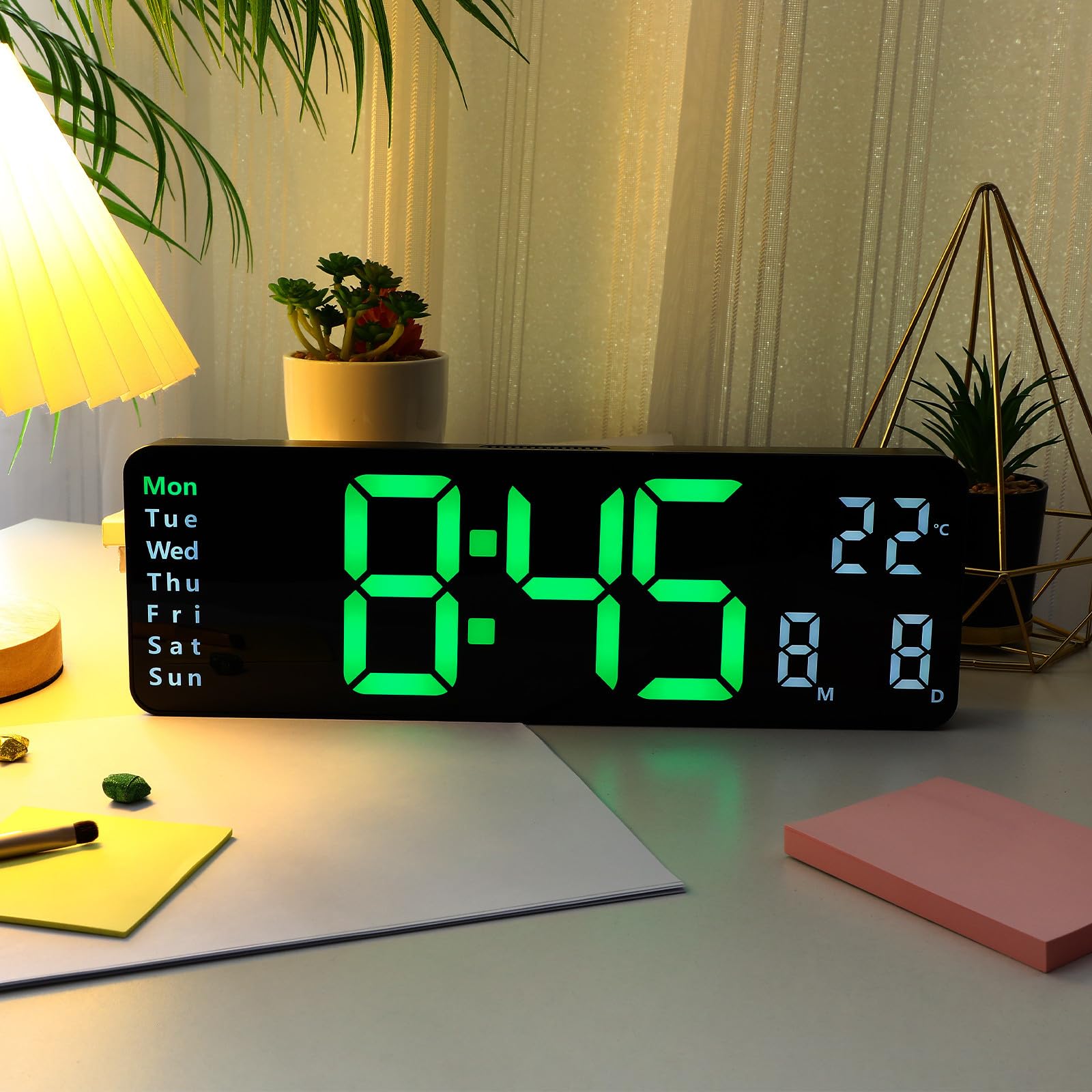 Digitale LED Wanduhr mit Temperaturanzeige, Fernbedienung, Tischbetrieb