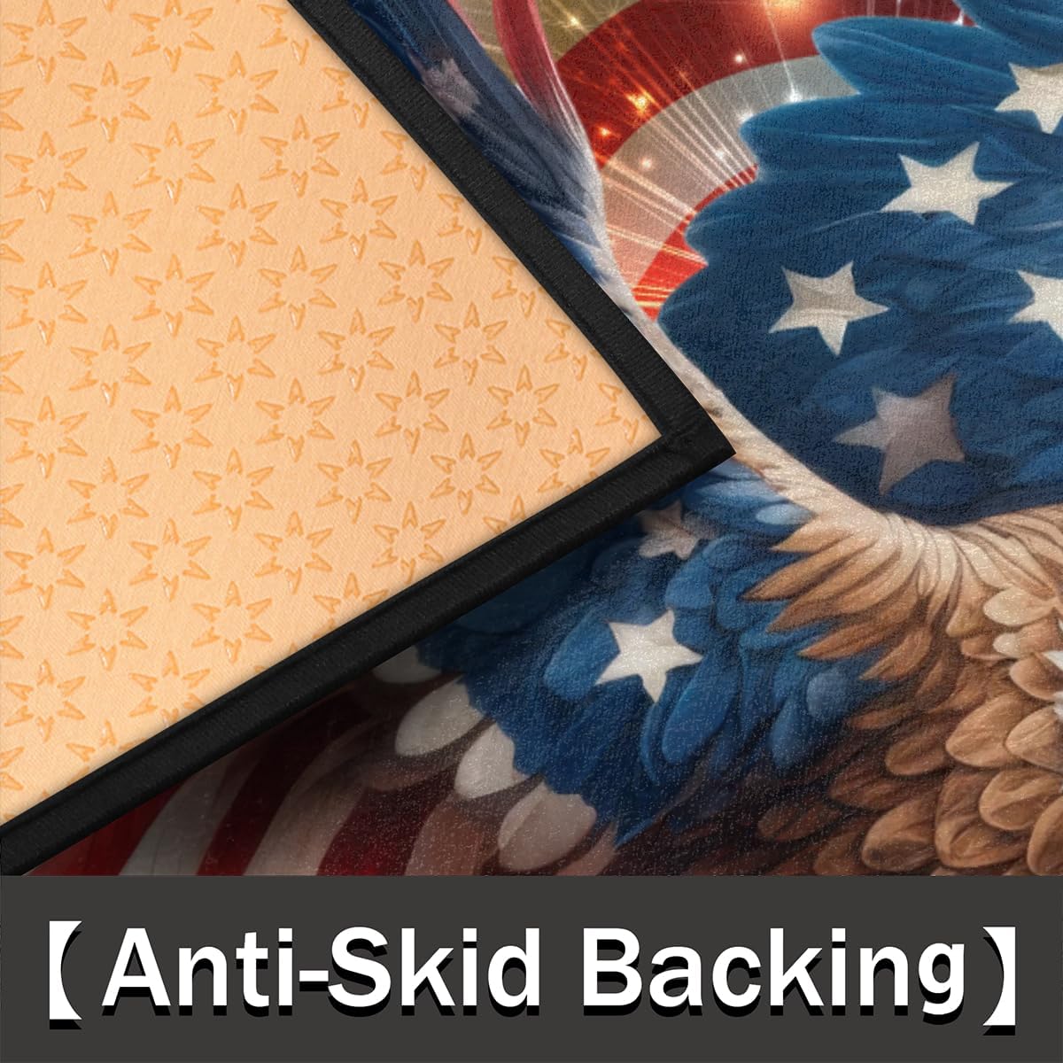 Half Round Doormat American USA Flag Eagle Washable Semi Circle Rug Non Slip Absorbent Half Moon Rug Kitchen Mat for Indoor Outdoor Bathroom Patio Front Welcome Fireplace Hearth Floor Mat