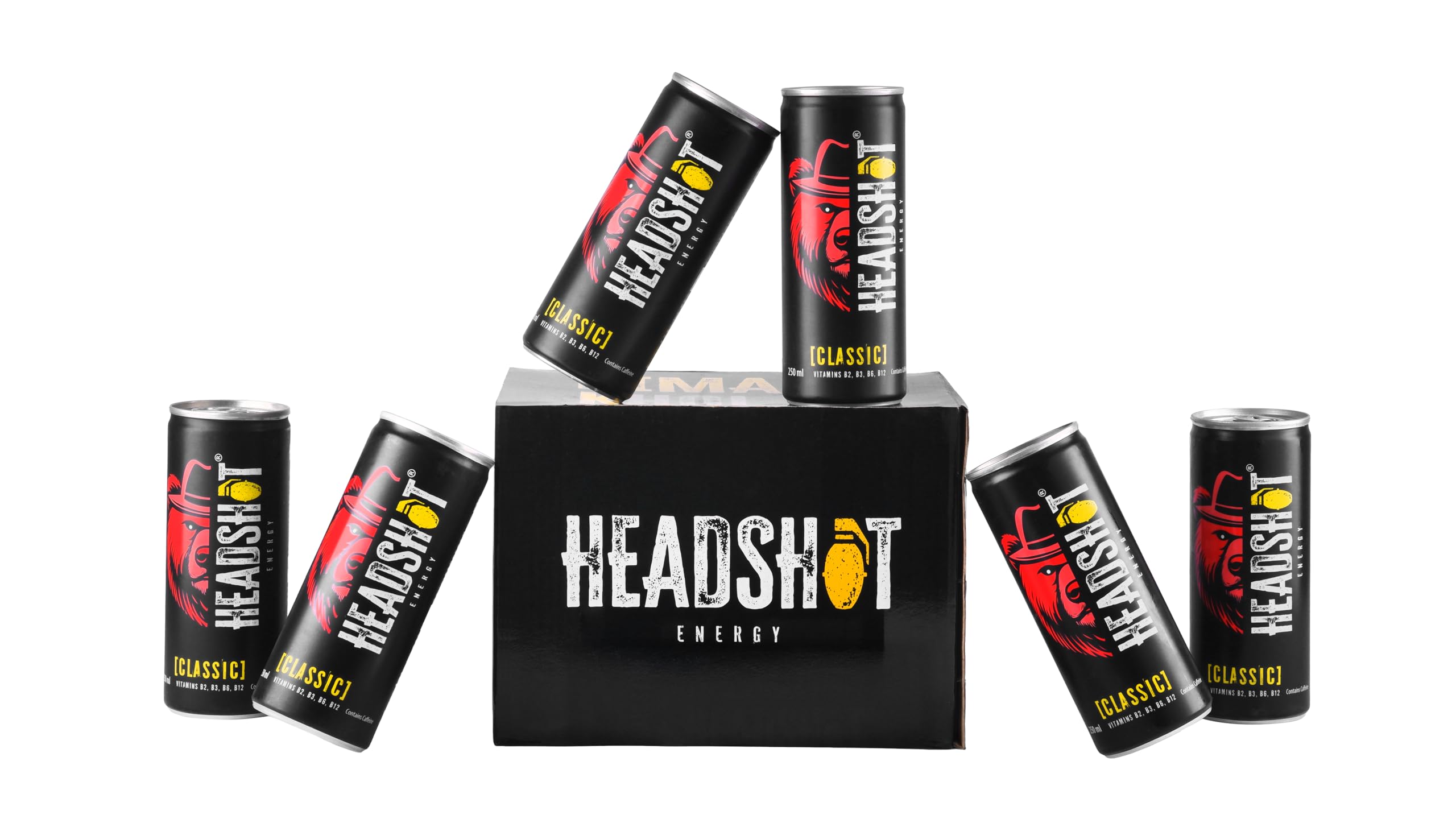 Headshot Energy Classic Pack of 6 | Instant Energy | 250 Ml