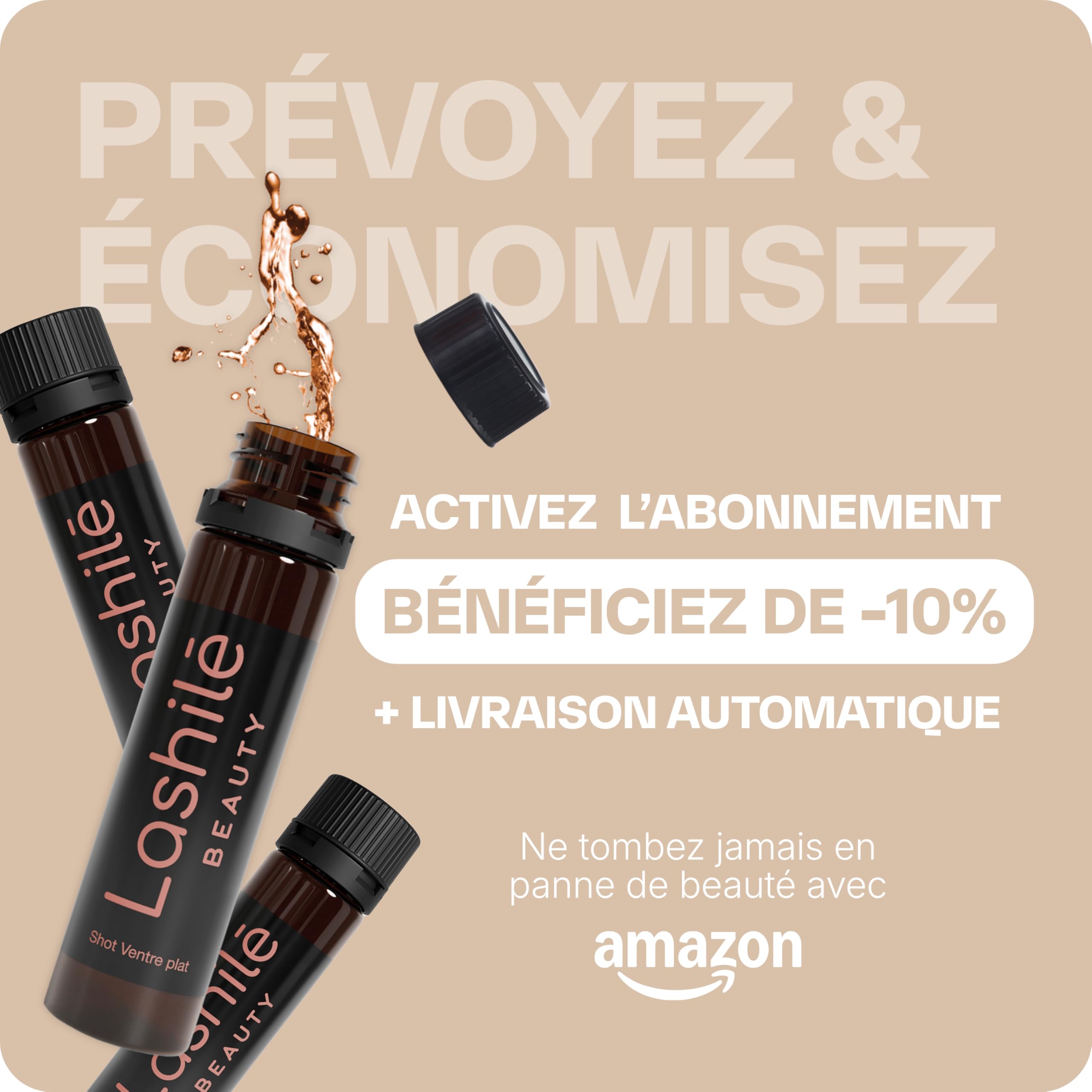 Lashilé Beauty - Complément Alimentaire - Soulager les inconforts digestifs - Shots Ventre plat - Fenouil menthe poivrée romarin calcium zinc - Made in France - Programme 1 Mois