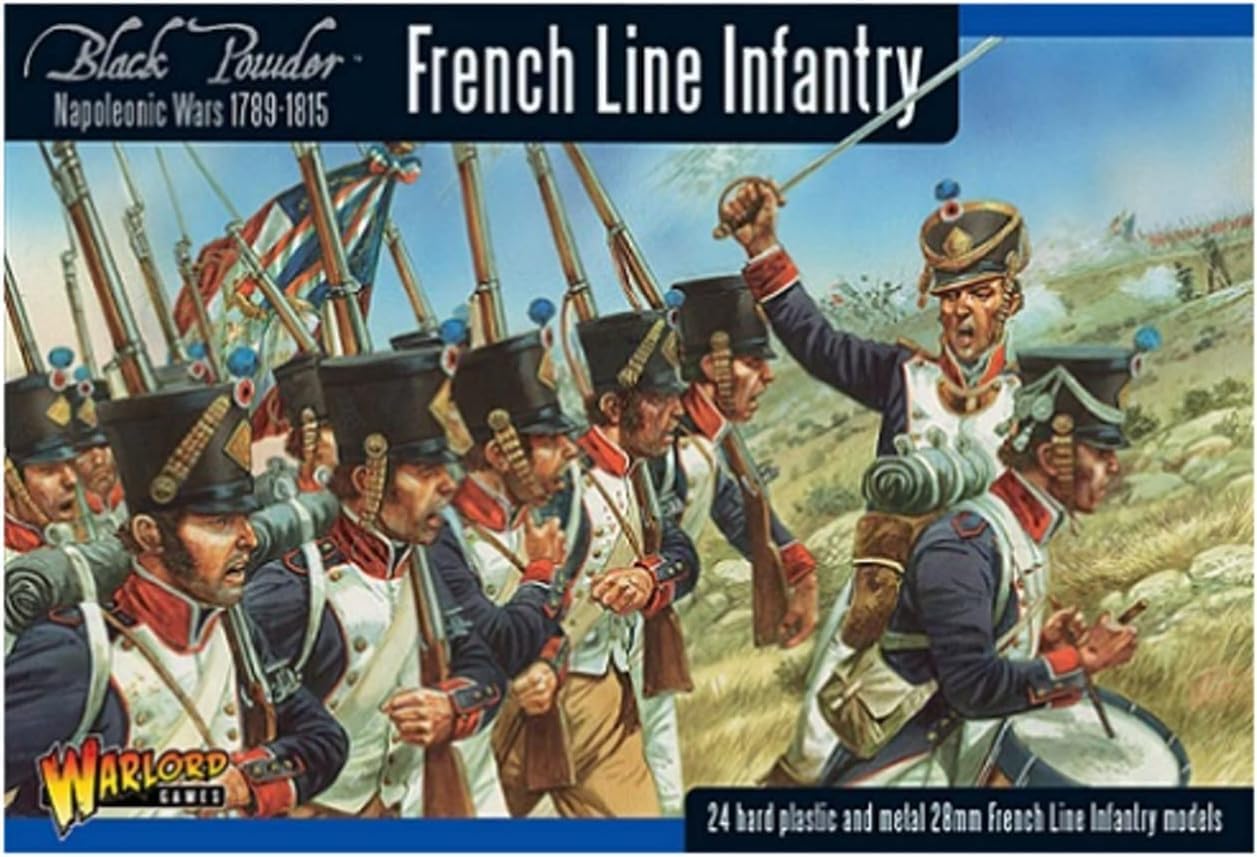 Napoleonic French Line Infantry - Black Powder - 24 Hard Plastic And Metal