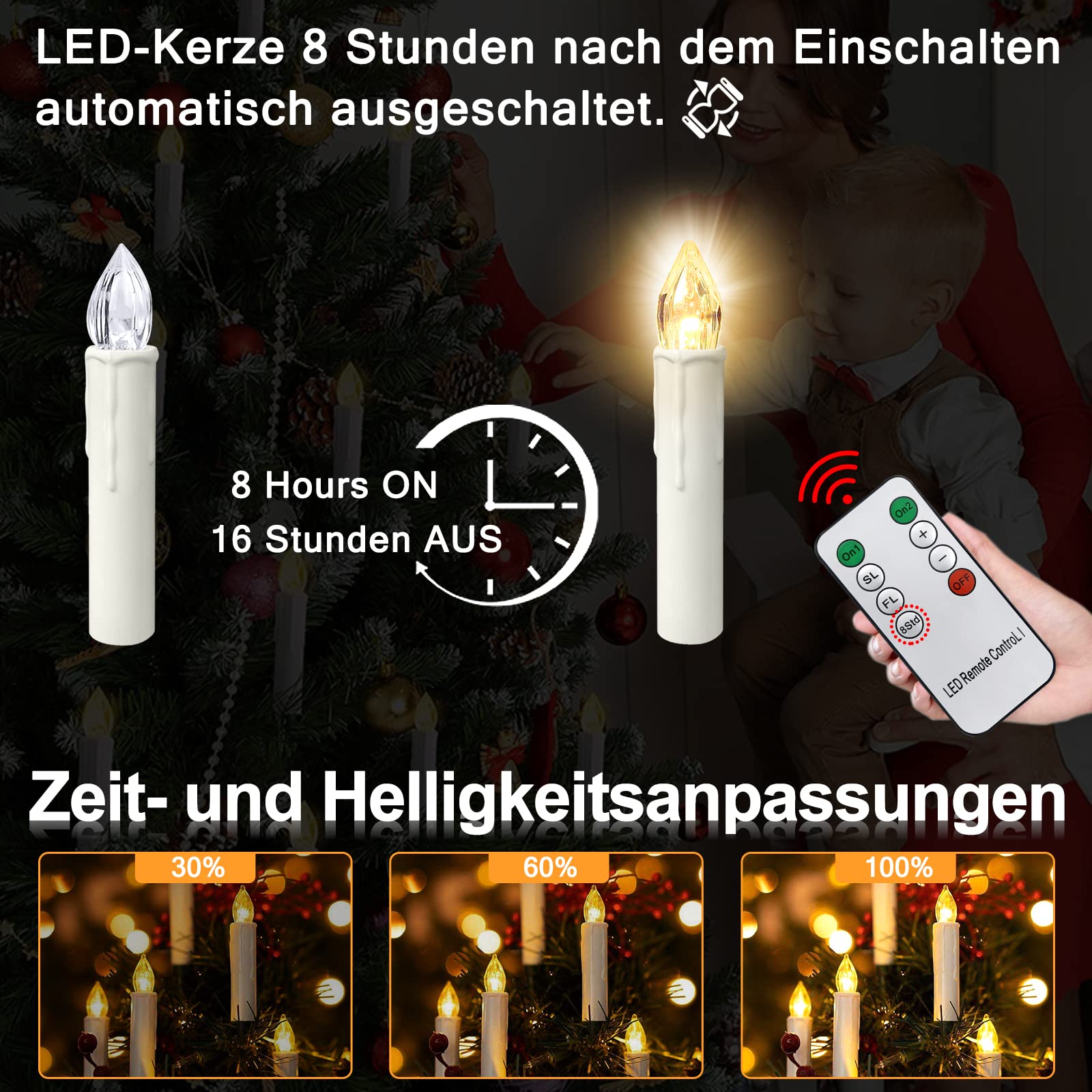 Velas LED inalámbricas, 50 unidades, blanco cálido con mando a distancia, velas de Navidad sin llama, decoración de Navidad para árbol de Navidad, bodas, fiestas y cumpleaños