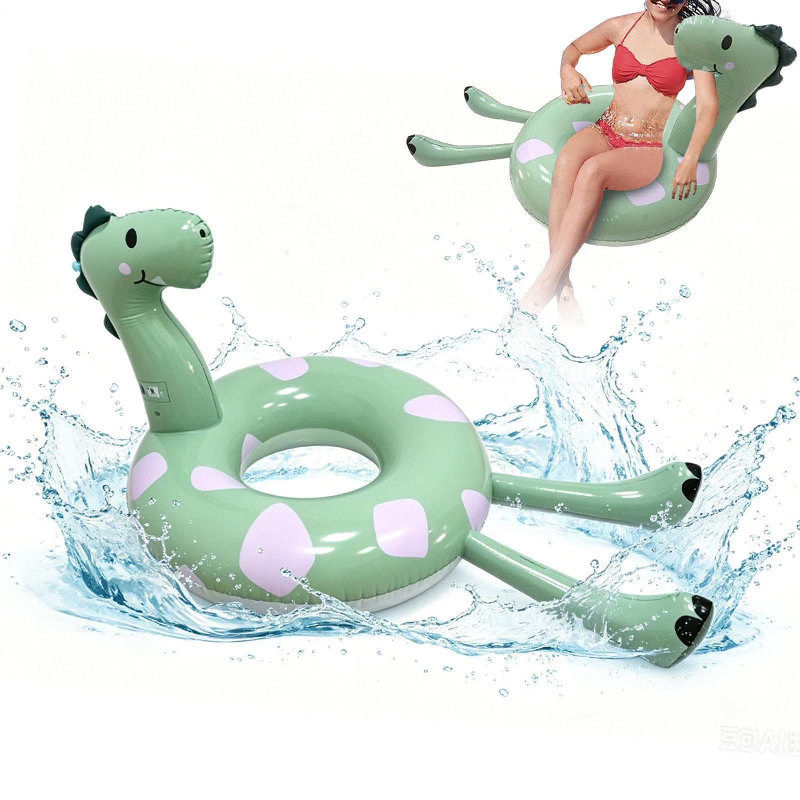 Bouée Gonflable Dinosaure Adulte et Enfant, Matelas de Piscine Géant avec Dossier Confortable, Flotteur de Lac et Plage en PVC Durable, Accessoire Idéal pour Fête Aquatique et Été, 160x96x81cm