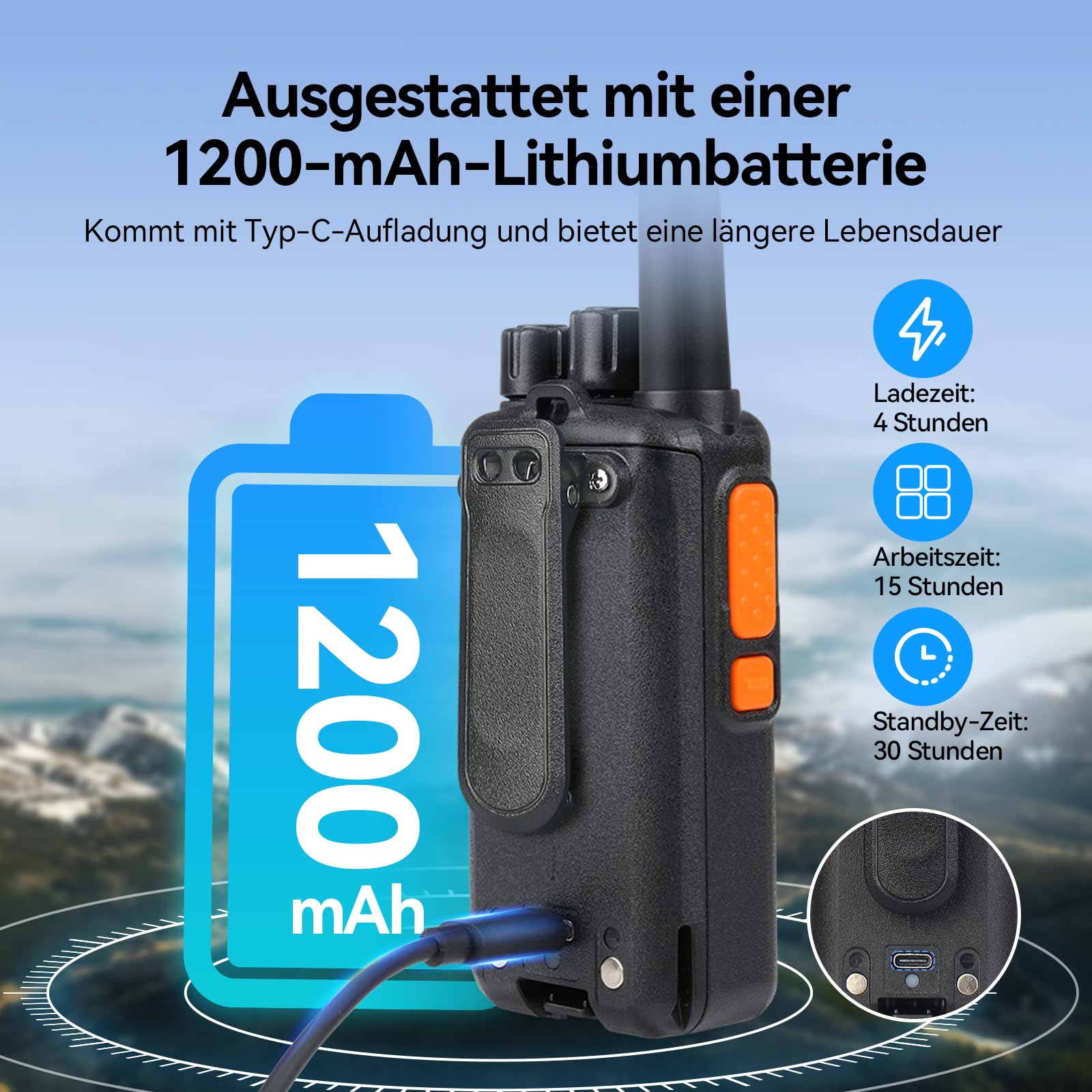 Retevis RB669 Freenet Funkgerät Set Bundle mit 2 Lautsprechermikrofonen, Lizenzfrei Walkie Talkie RT24V 2.0 mit 6 Freenet Kanälen, 16 PMR446, Deutsches Sprachsystem, Typ C, Robust für Jagd, Outdoor (1