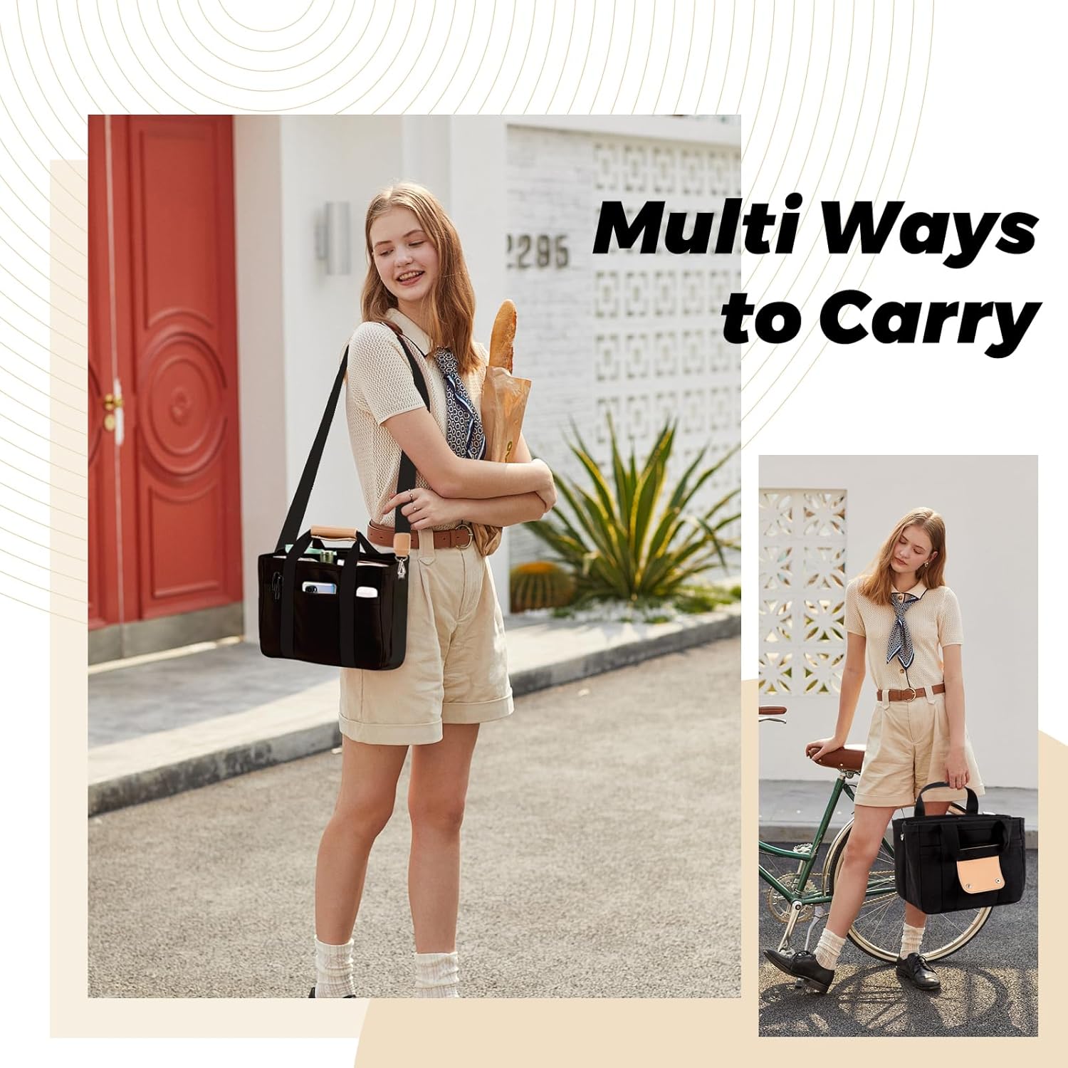 Large Capacity Multi-pocket Casual Canvas Bag Versatile Shoulder Crossbody Tote Bag