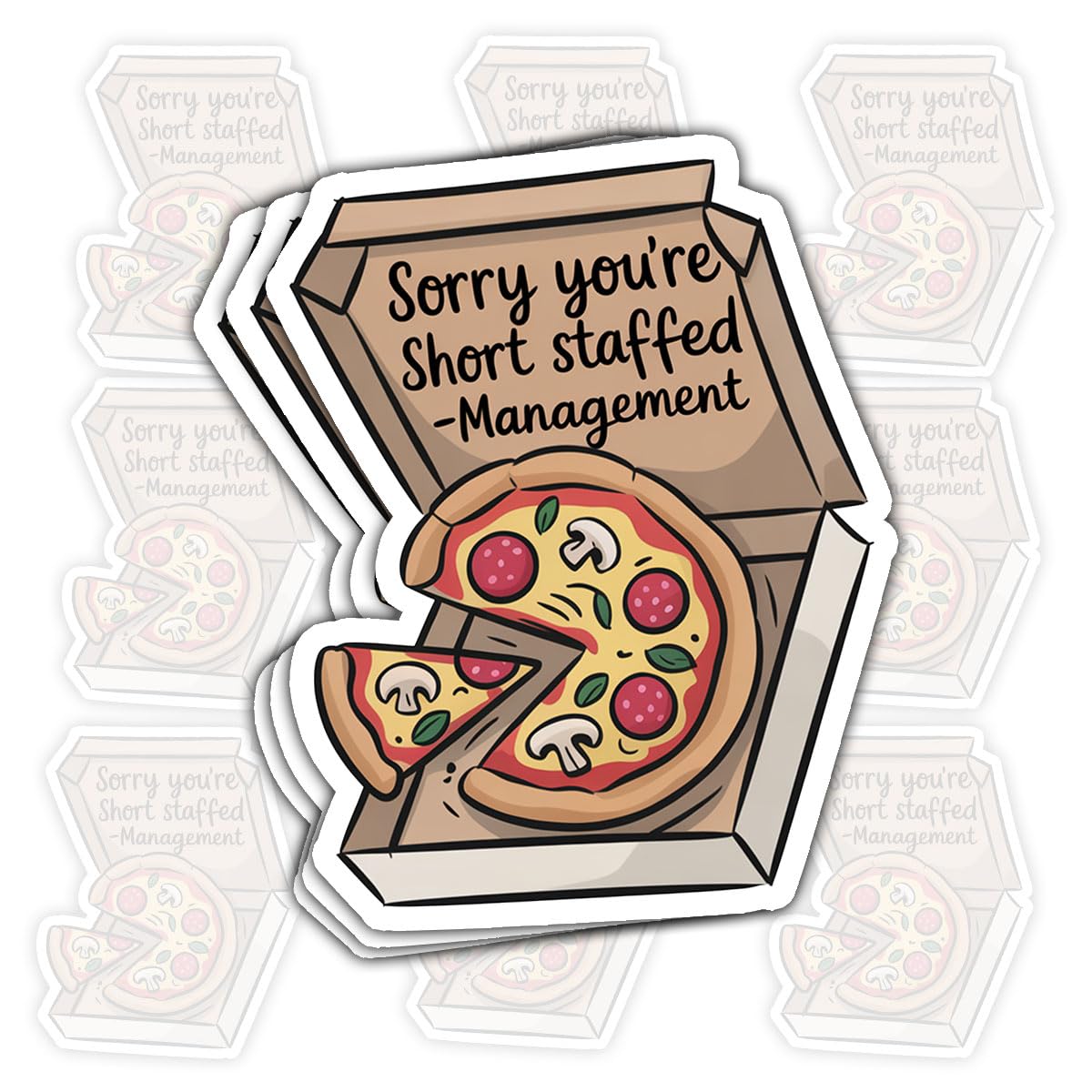 Calcomanías divertidas para enfermeras con temática de pizza y diseño cuadrado resistente