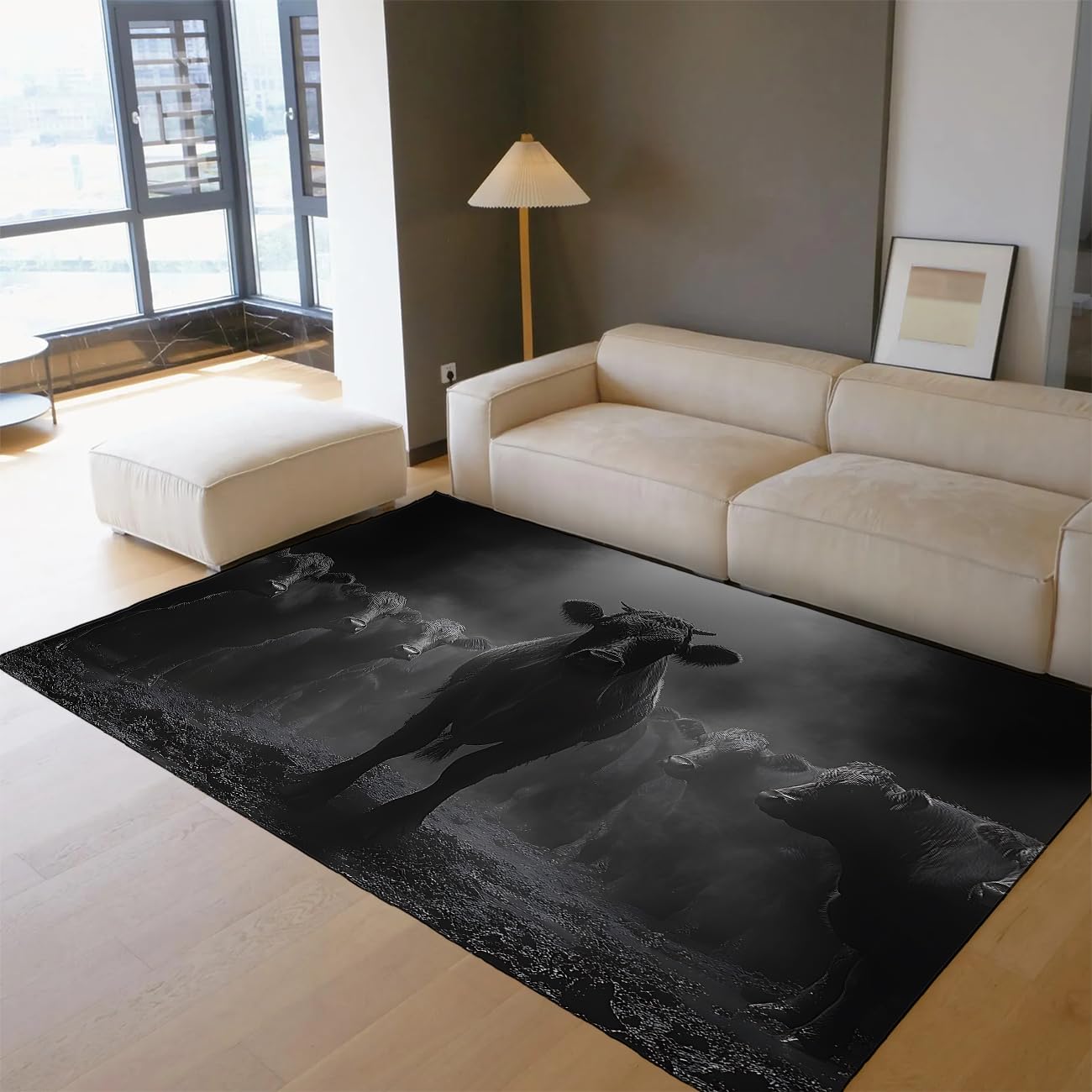 Tapis de cuisine lavable Majestic Cows grand tapis salon poil bas 180x210