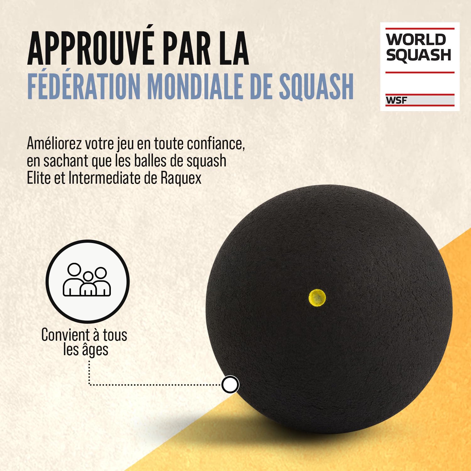 Raquex Balles de Squash Progression 4 Vitesses - Point Rouge, Bleu, Jaune, Double Jaune