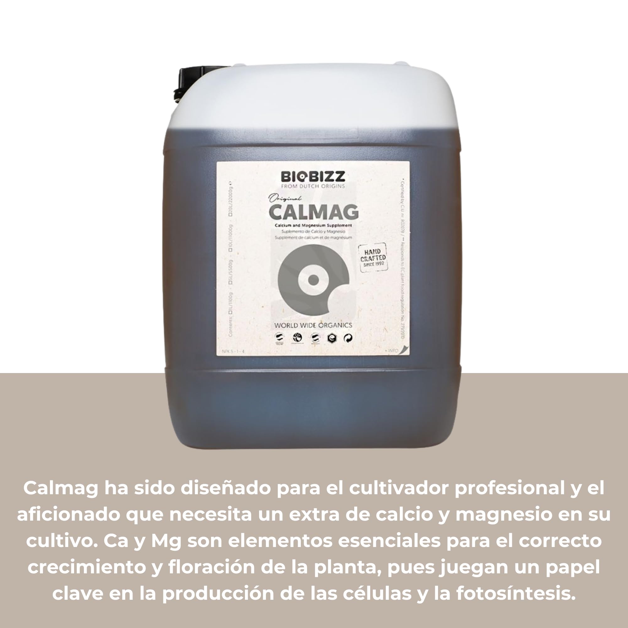 GROWMANIA Cal Mag de BioBizz 20L + Muestra Boost Up de Up Nutrients + Vaso Medidor | Suplemento Profesional de Calcio y Magnesio | Para Uso Comercial en Agricultura Extensiva