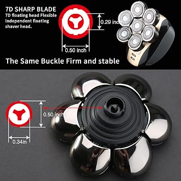 7 Blades Head Shaver Replacement Heads Electric Shaver Universal Replacement Blade Head Electric Razor for Men (7D Silvery)