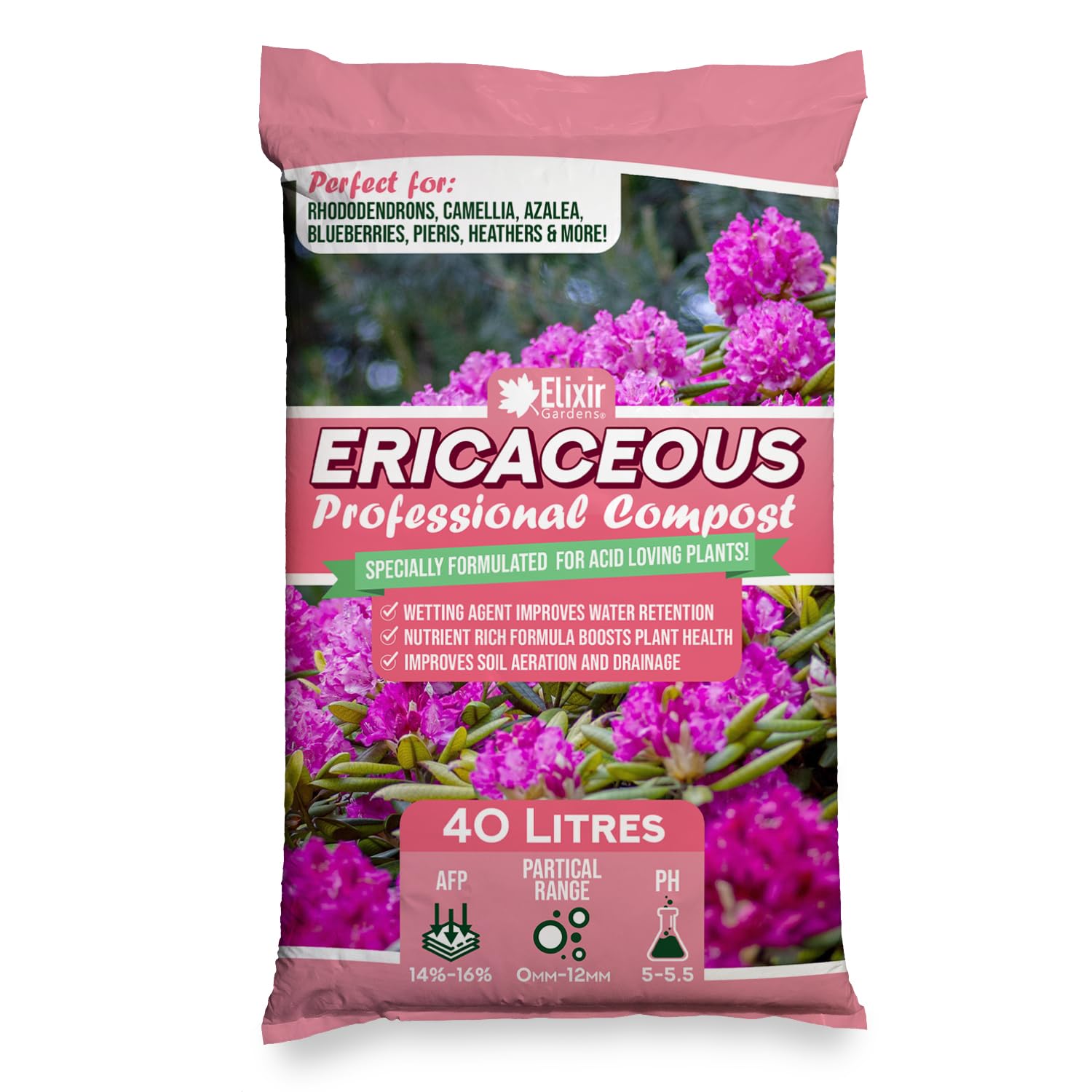Elixir Gardens Ericaceous Compost | Acidic Plants Acer, Azalea, Blueberry, Camelia, Cranberry Heather, Pieris, Rhododendron, etc | Various Sizes 5L- 400L (Ericaceous Compost, 320L)