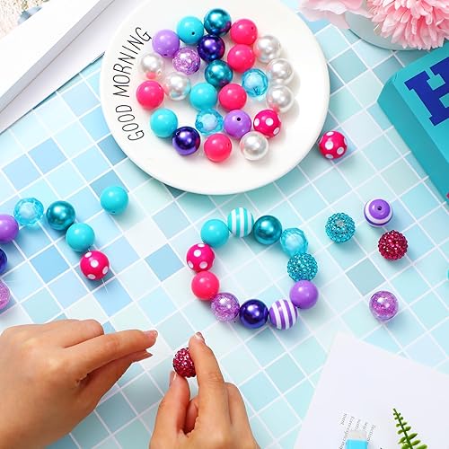 Miniatura 4 de Sintuff 50 cuentas de sirena de goma de mascar de 0.787 pulgadas a granel, cuentas de plástico acrílico, cuentas espaciadoras sueltas para