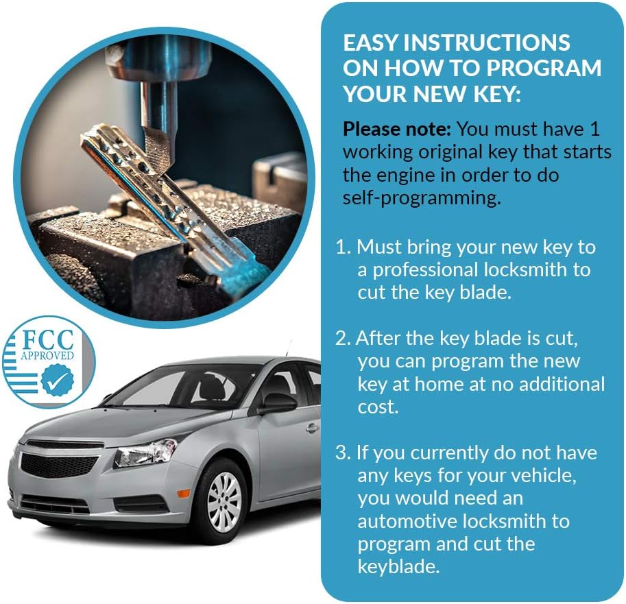 Keyless2Go Replacement for New Keyless Remote 4 Button Flip Car Key Fob for Equinox Verano Sonic and Other Vehicles That Use FCC OHT01060512 (2 Pack)