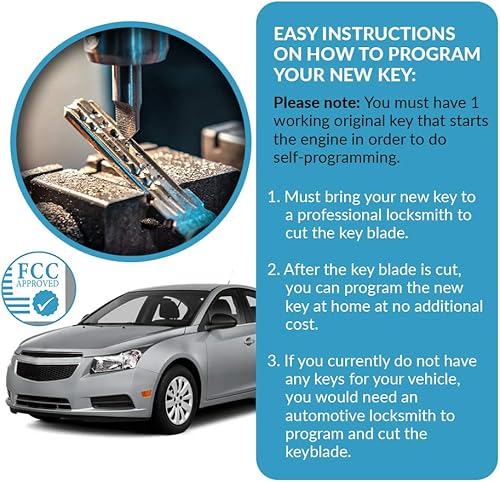 Miniatura 5 de Keyless2Go llavero de apertura remota de 4 botones para Camaro Equinox Verano Sonic y otros vehículos que utilizan FCC OHT01060512 (2 unidades)