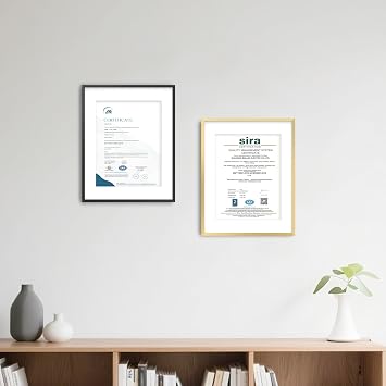 FrameWorks 11x14 Matted to 8.5x11 Deluxe Black Aluminum Contemporary Diploma Frame with Tempered Glass and Removable Mat