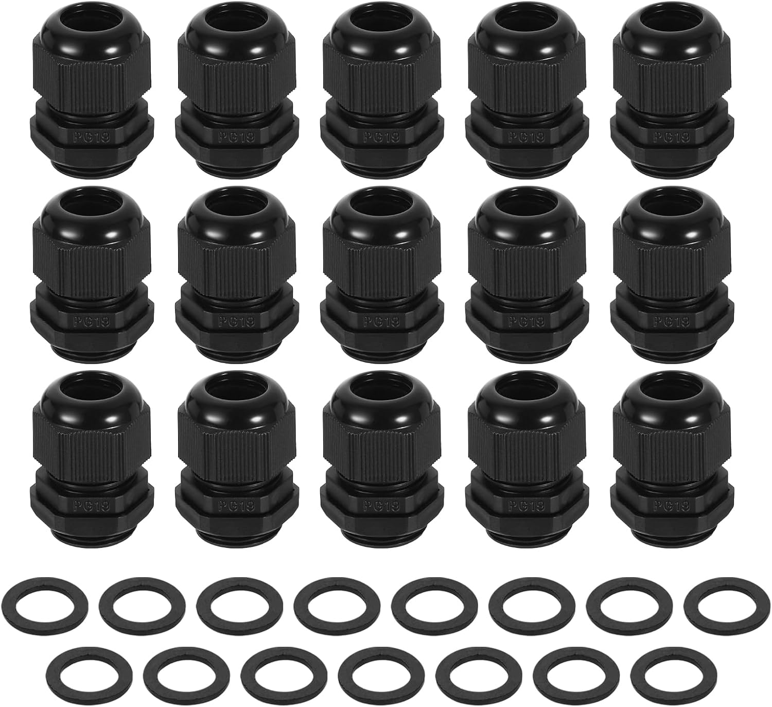 uxcell 15Pcs PG7 Nylon Cable Glands, Waterproof Cord Grip Connector with Washer, Adjustable 3-6.5mm Wire Grommet Protectors with Gaskets and Locknut for Junction Box, White