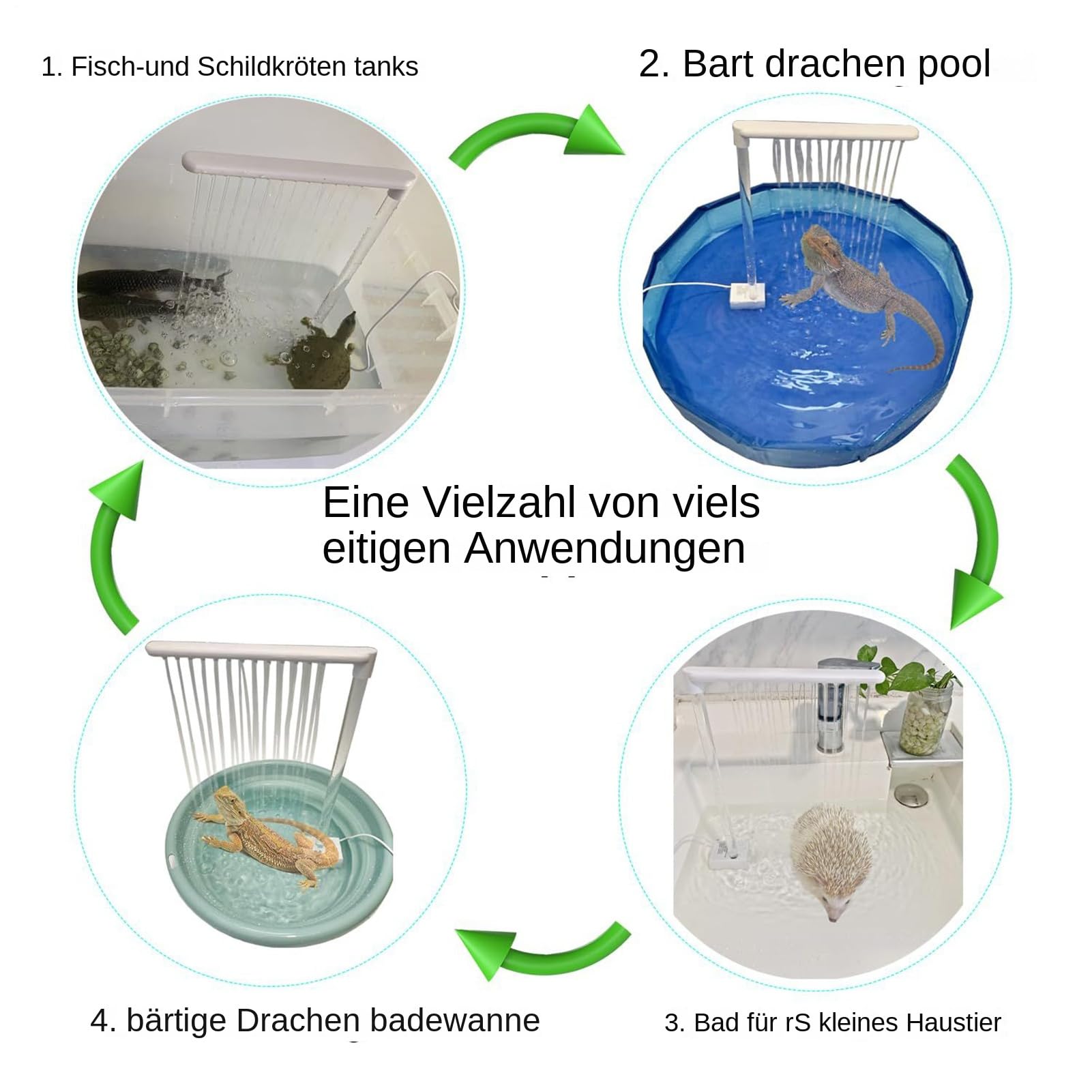 Bartagamen-Dusche elektrisches Sprühgerät mit Saugnäpfen Reptilien-Hygienezubehör Kleintier-Pflegegerät