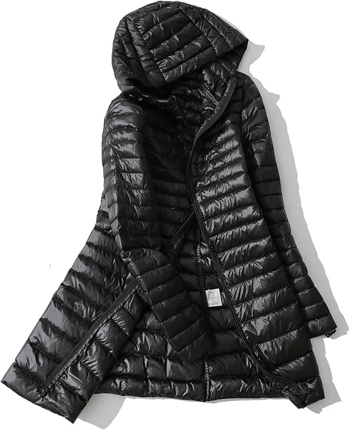 Women Hooded Duck Down Coat Lightweight Portable Long Puffy Jackets Winter Quilted Parkas