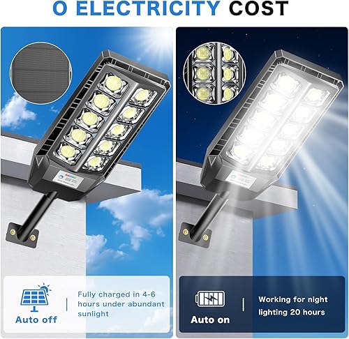 Miniatura 4 de CEDIO Luces solares para exteriores, IP67 impermeables, luces de calle de alta potencia, luces de inundación de seguridad solar con sensor de