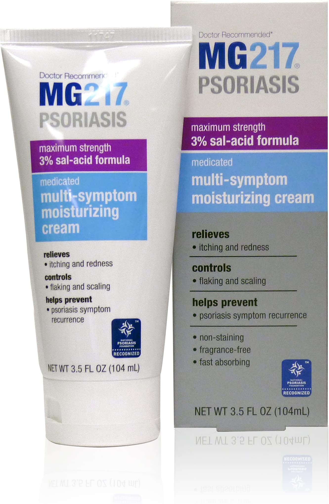 MG217 Psoriasis Cream, 3% Salicylic Acid Multi-Symptom Moisturizing Psoriasis Cream, 3.5 Fluid Ounce