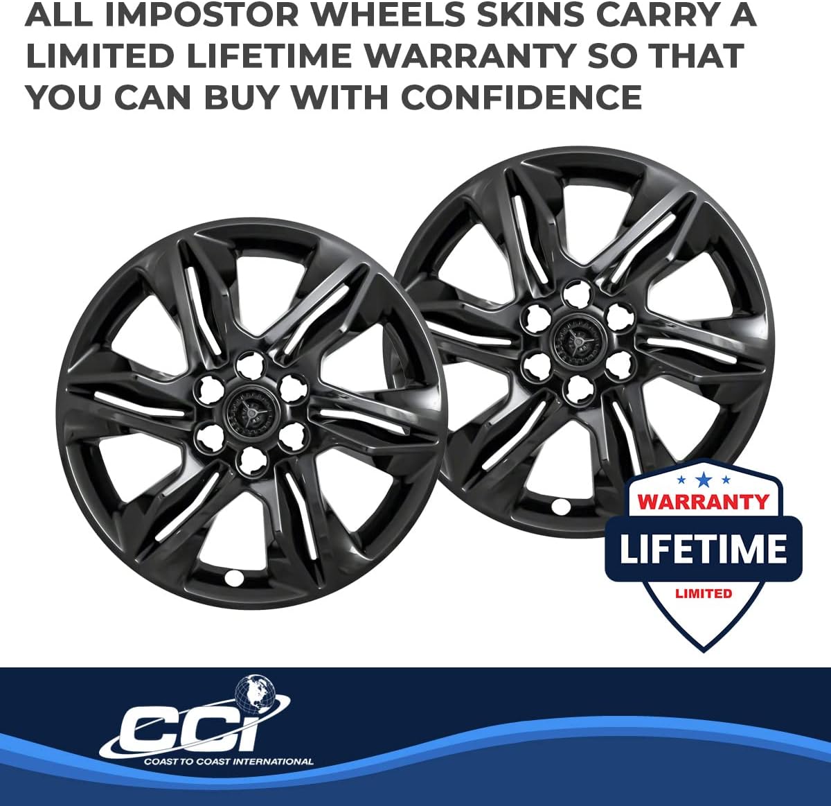 19-C Blazer L/LT/Cloth/Leather 18IN 6 Split Spoke Gloss Black Wheel Skins