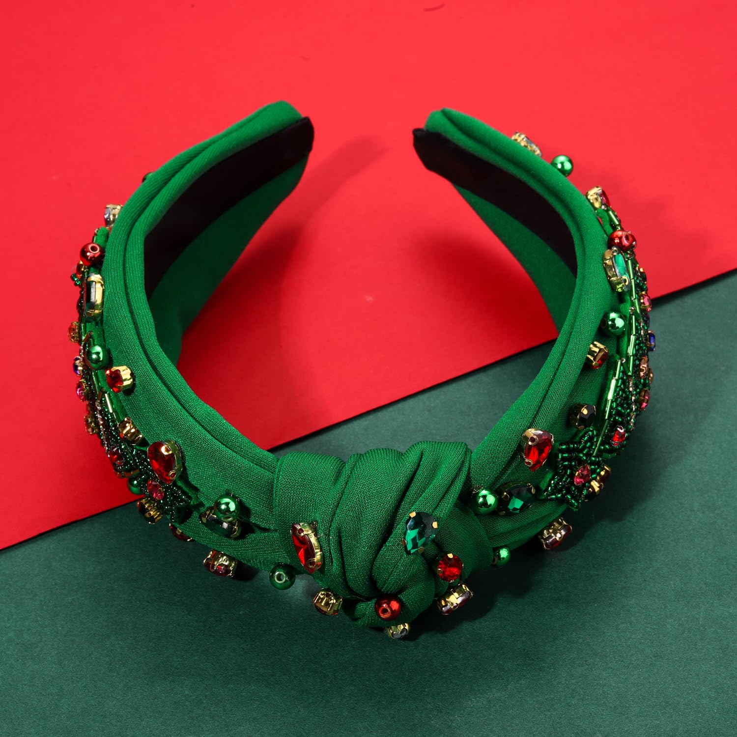 YAHPERN Christmas Headband for Women Christmas Accessories Xmas Bow Tree Snowflake Knotted Headband Crystal Top Knot Headbands - Image 4