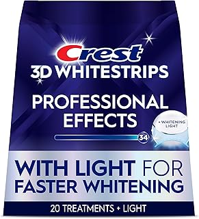 Crest 3D Whitestrips Professional Effects + LED Light – Teeth Whitening Kit, 1 Light + 20 Treatments, Each with 1 Upper/1L...